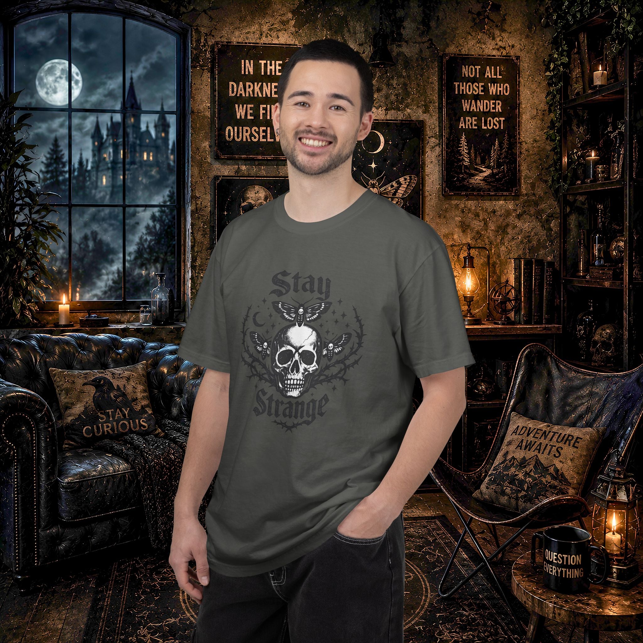 Stay Strange Skull T-Shirt — Gothic Skull Graphic Tee