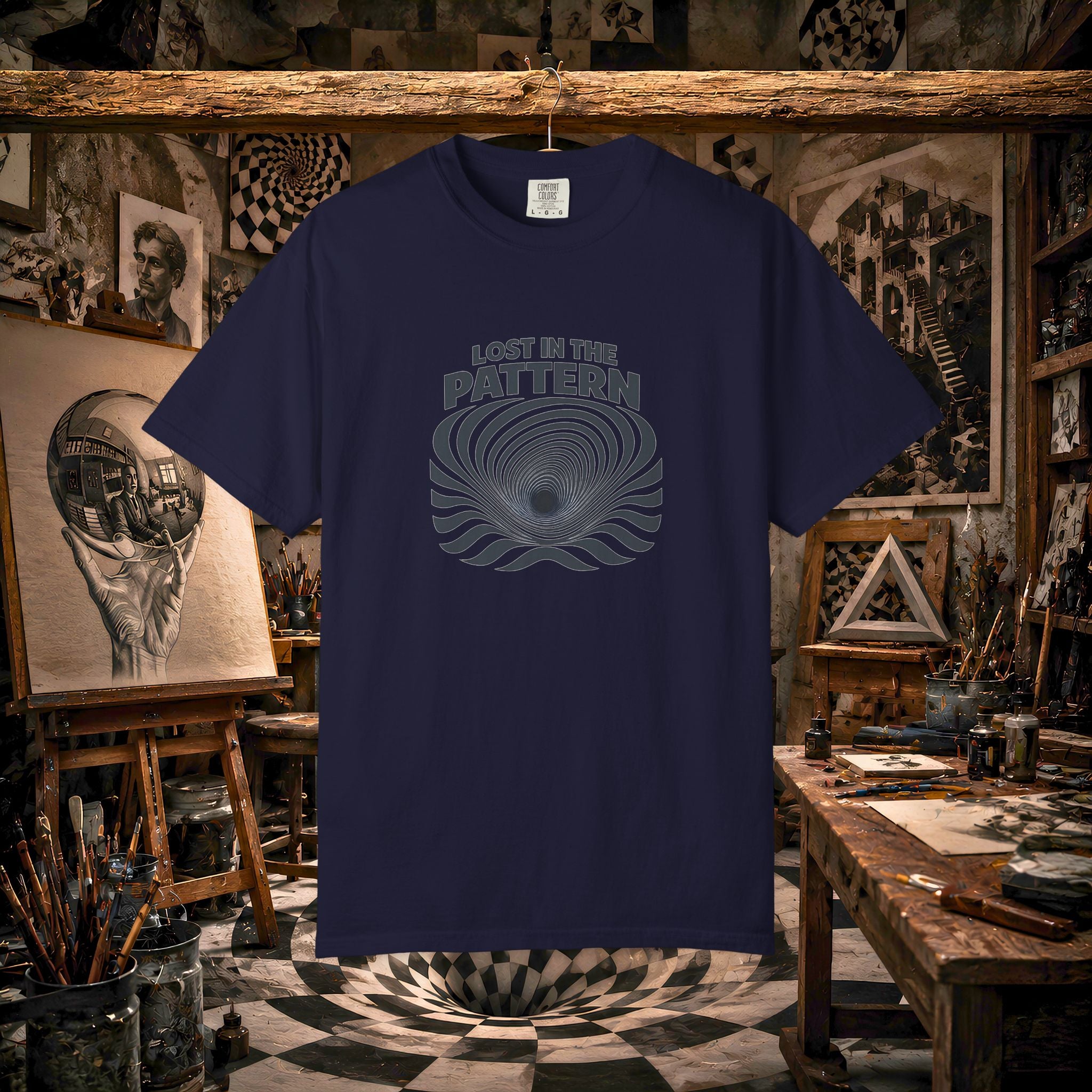 Lost in the Pattern T‑Shirt — Optical Illusion Graphic Tee