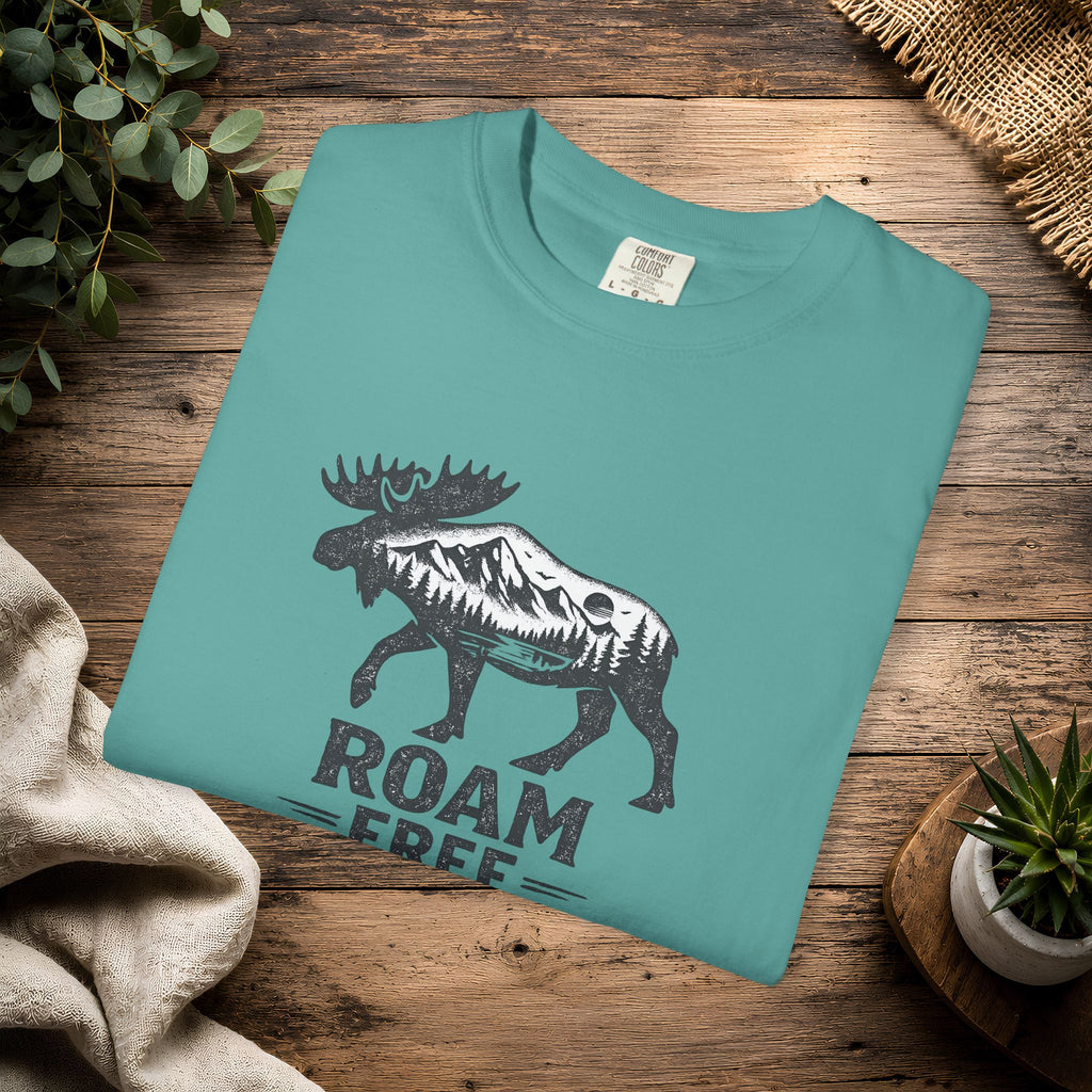 Roam Free Moose T-Shirt — Outdoorsy Nature Graphic Tee