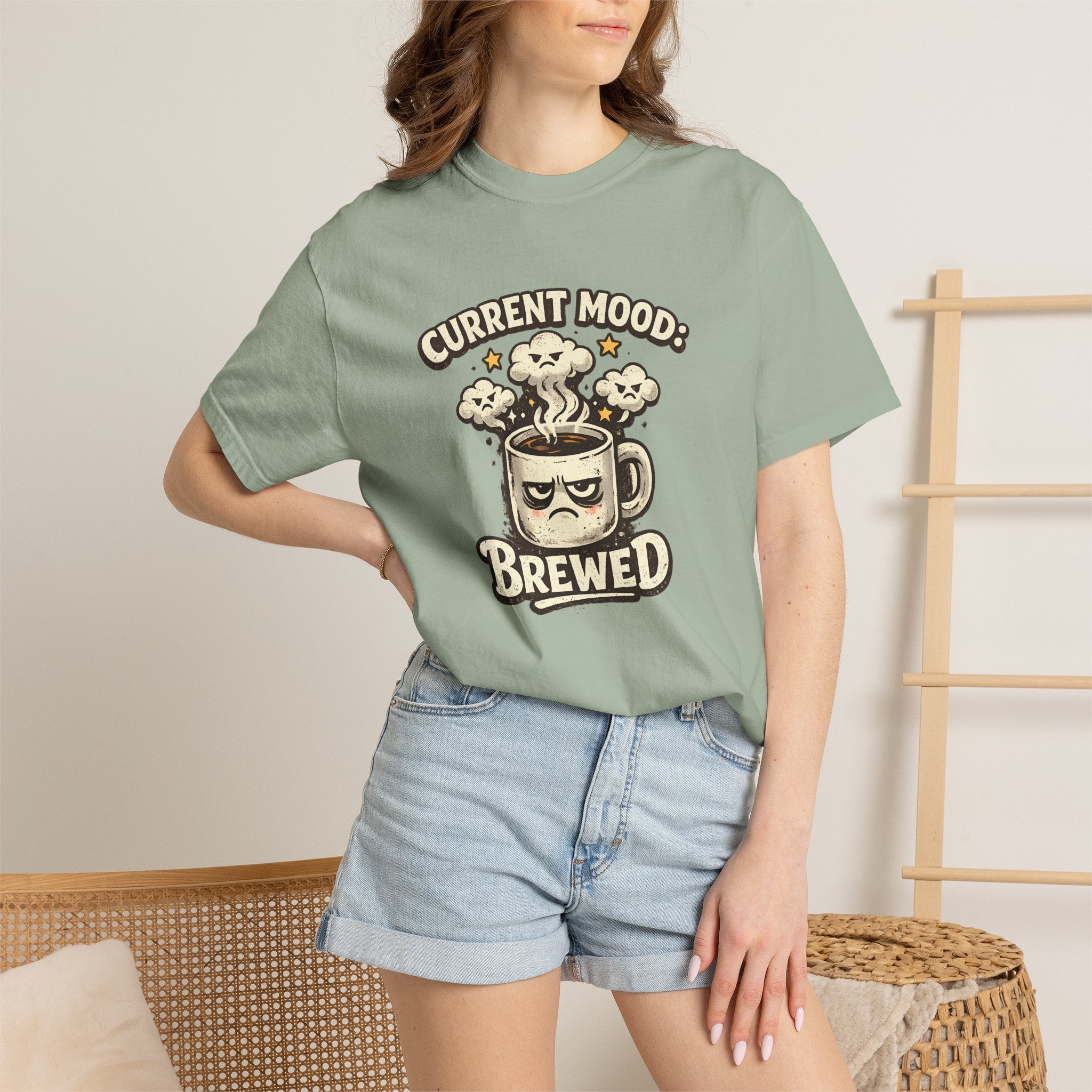 Coffee T-Shirt — "Current Mood: Brewed" Graphic Tee
