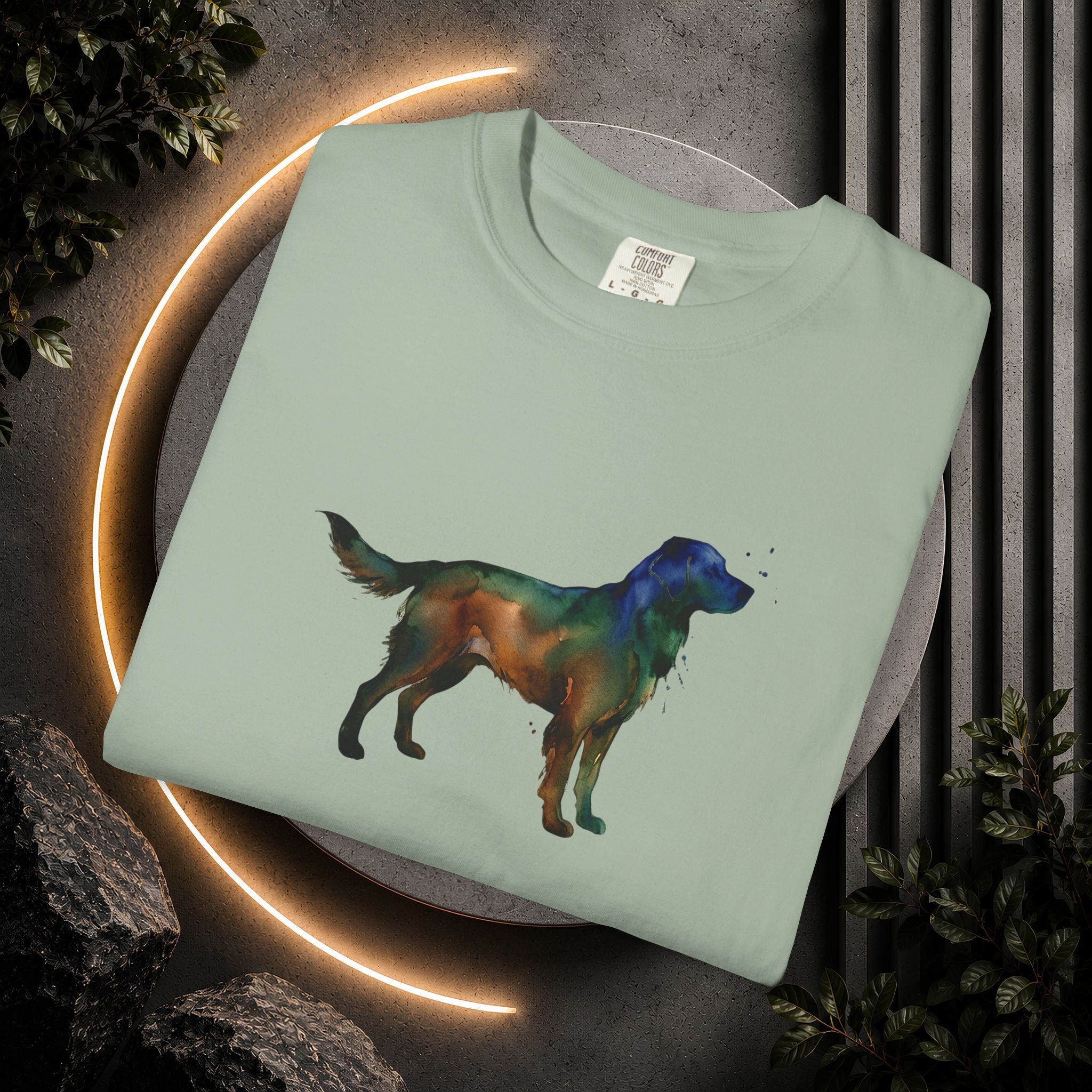 Golden Retriever Silhouette T-Shirt — Colorful Dog Graphic Tee for Pet Lovers