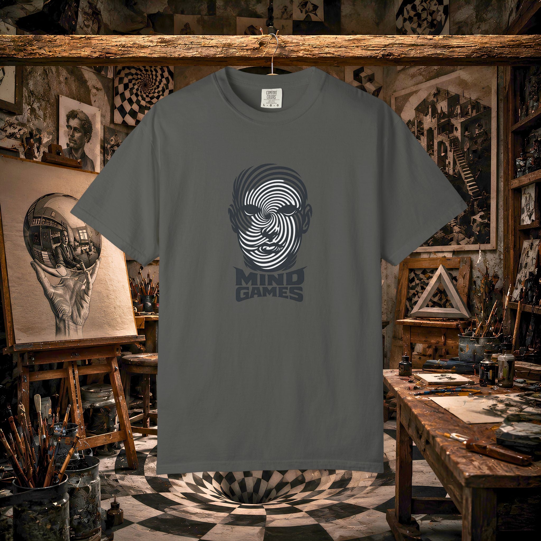 Mind Games T‑Shirt — Optical Illusion Head Graphic Tee