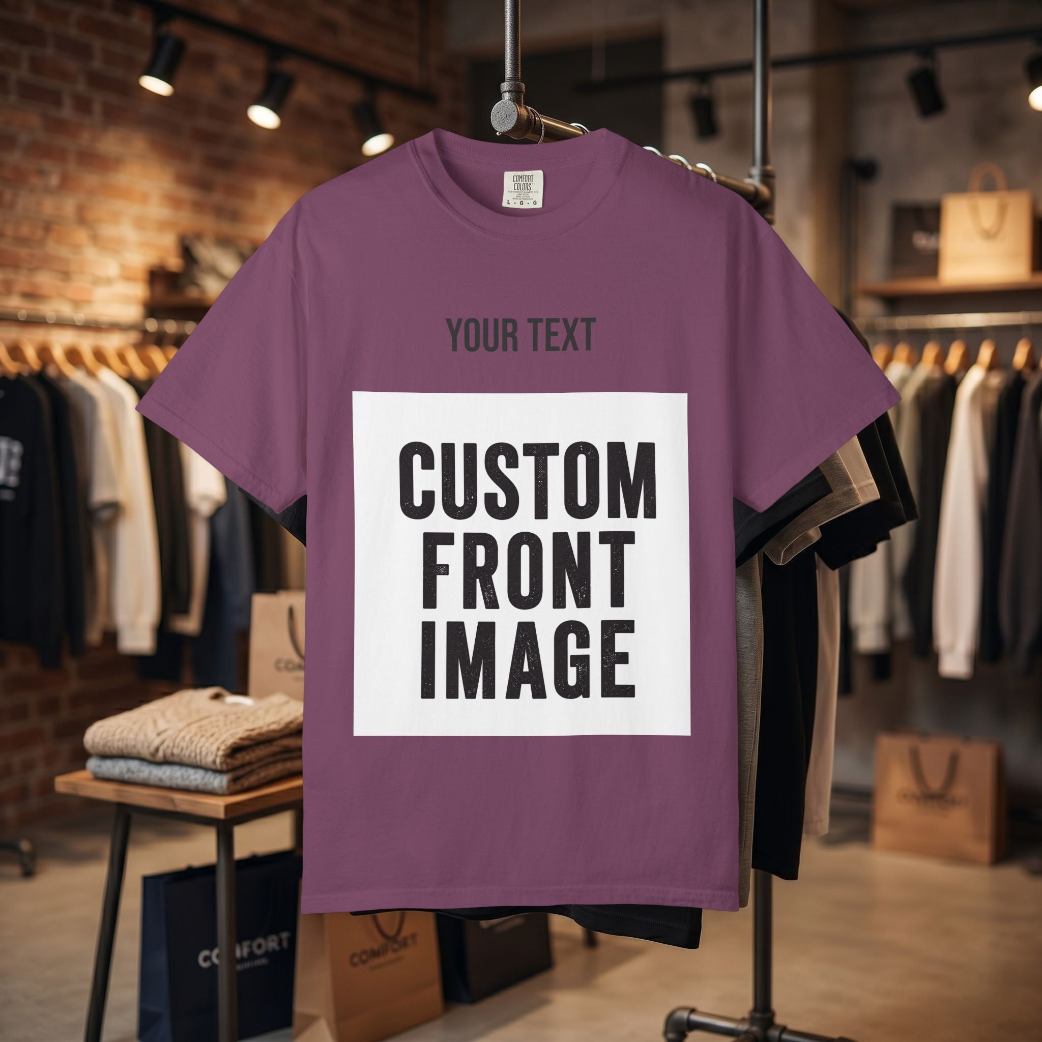 Custom Front Square Print T-Shirt — Personalized Text & Image Tee