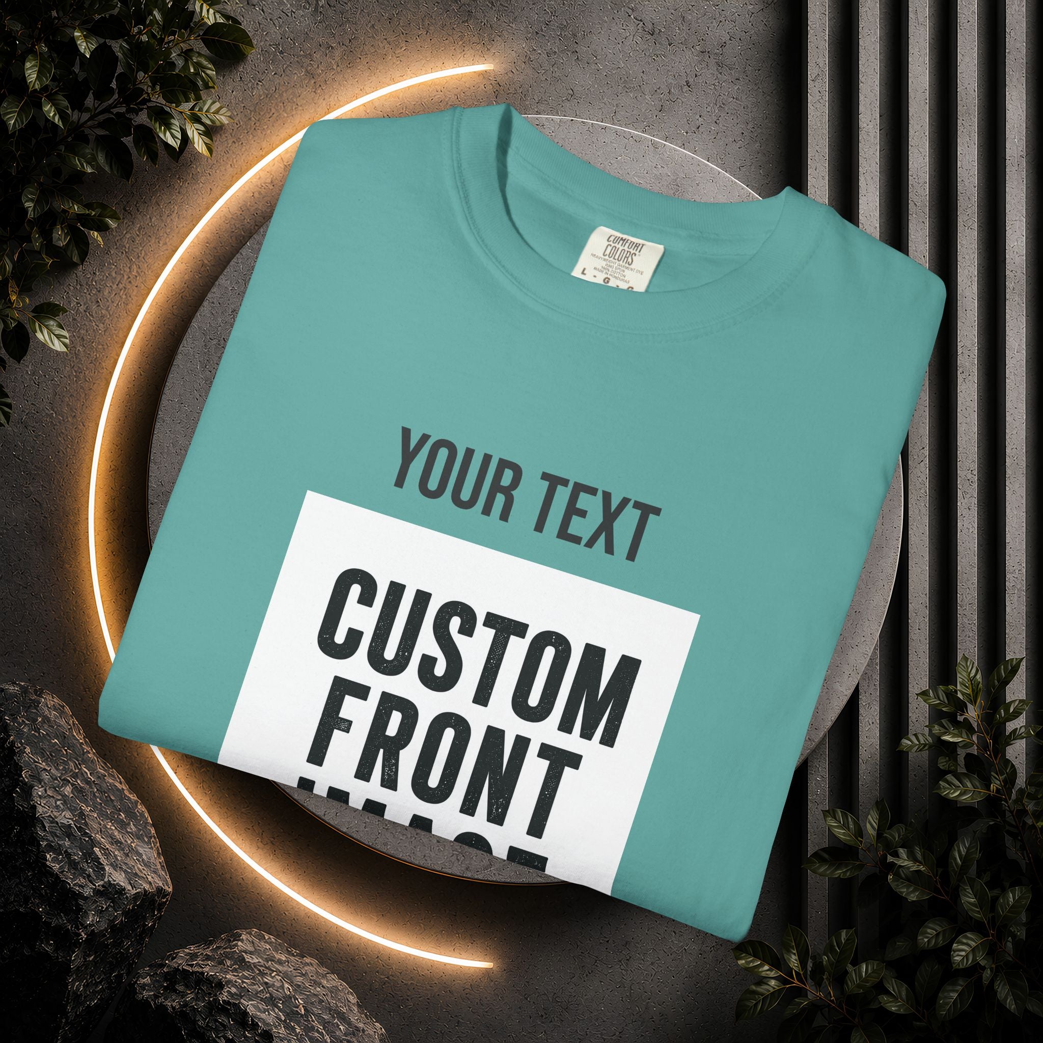 Custom Front Square Print T-Shirt — Personalized Text & Image Tee