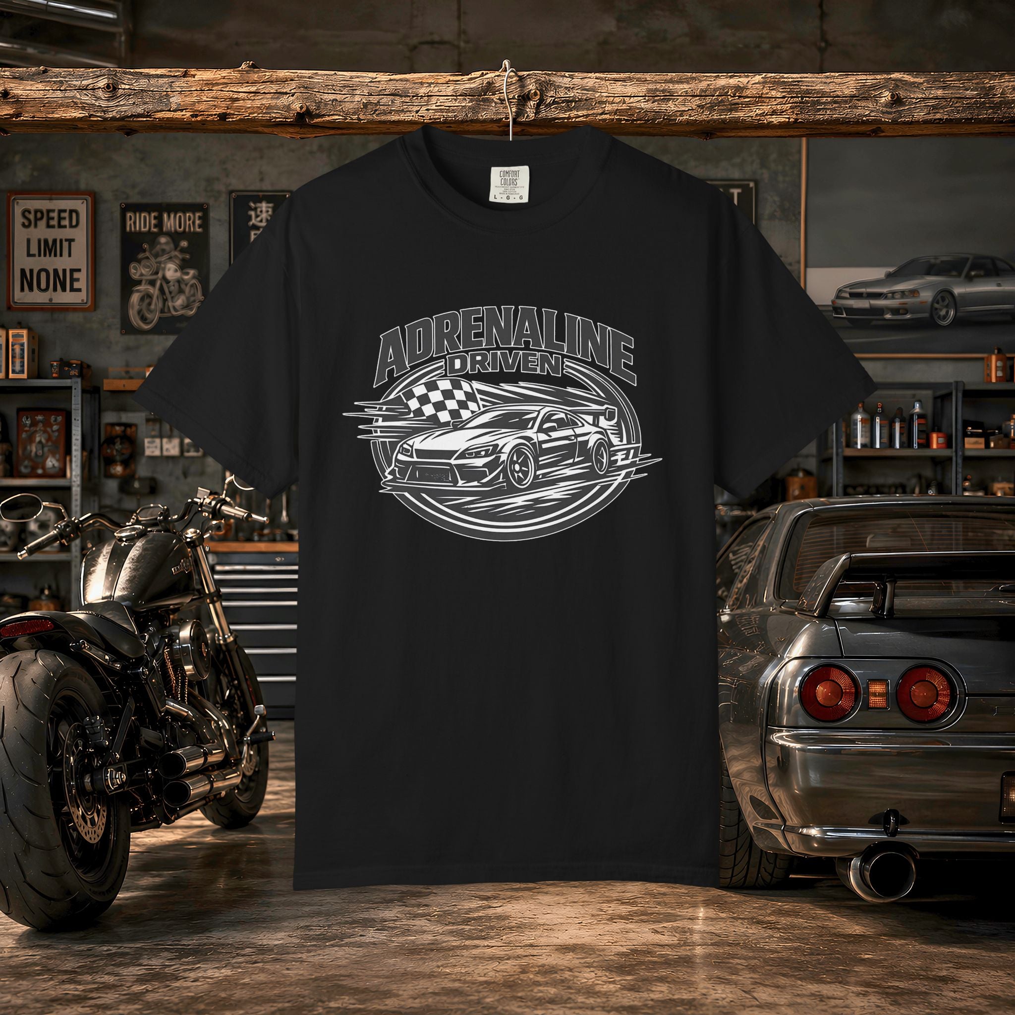 Adrenaline Driven Racing Tee — Street Race Car Graphic T-Shirt