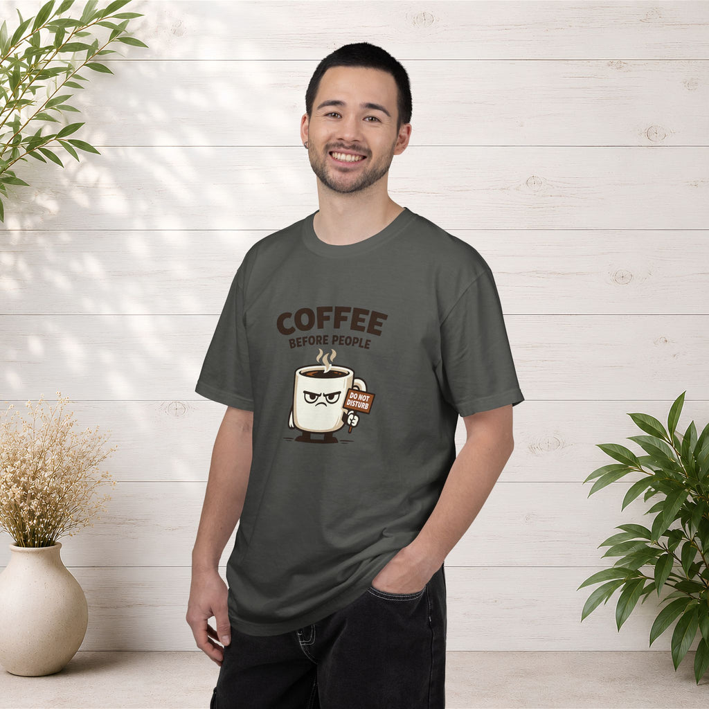 Coffee Before People T‑Shirt — Funny Morning Coffee Graphic Tee