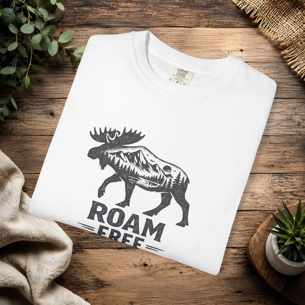 Roam Free Moose T-Shirt — Outdoorsy Nature Graphic Tee