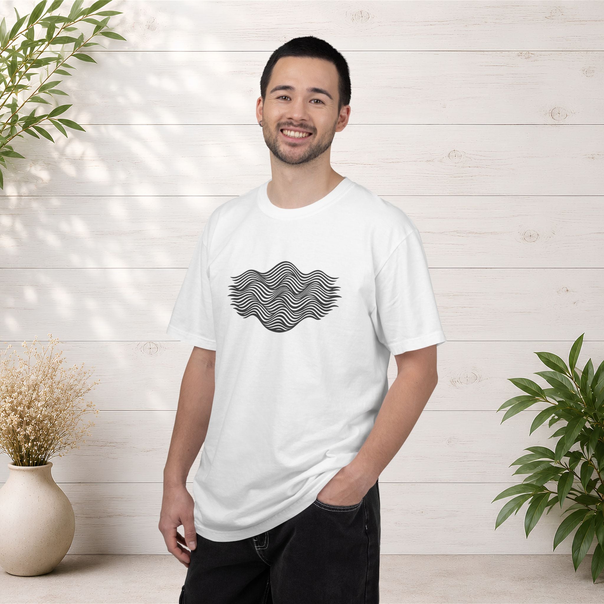 Minimal Wave Graphic T-Shirt — Abstract Line Art Tee
