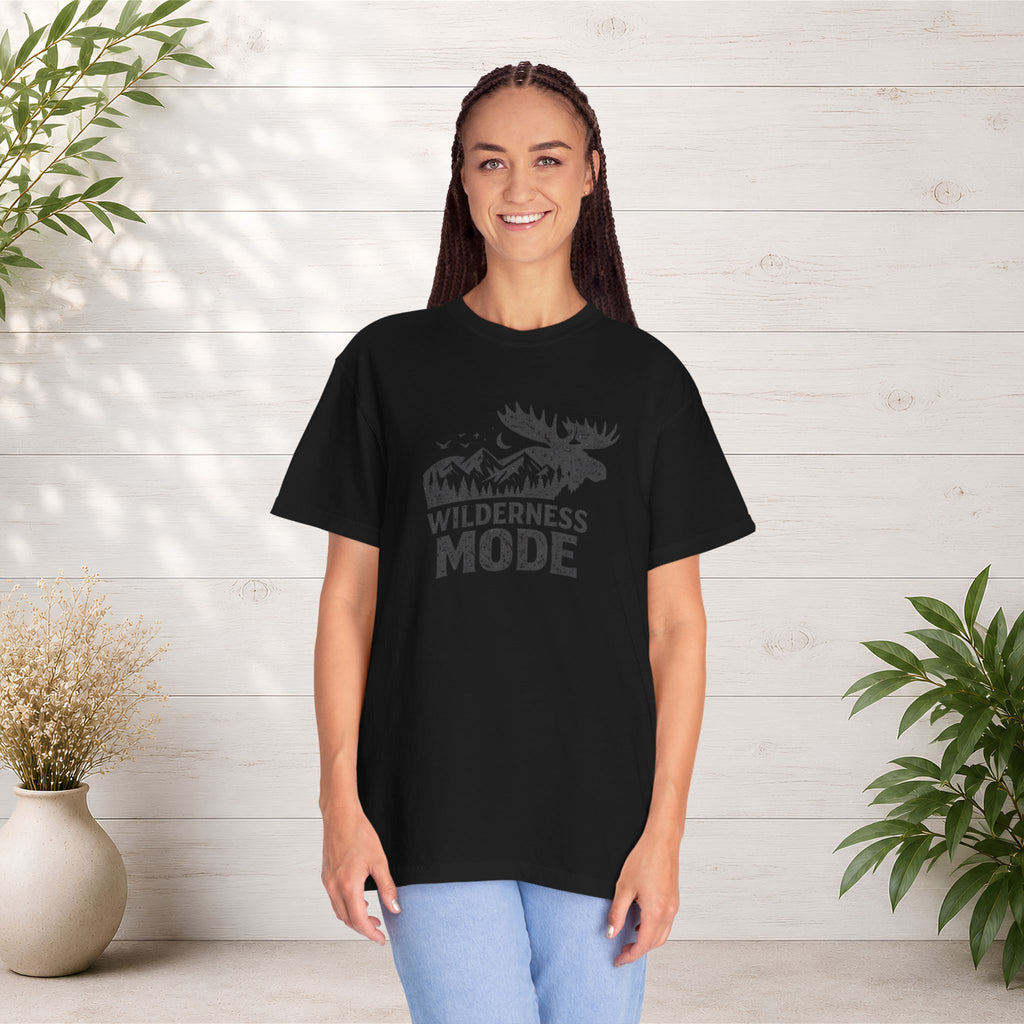 Wilderness Mode T-Shirt — Outdoor Moose Mountain Graphic Tee