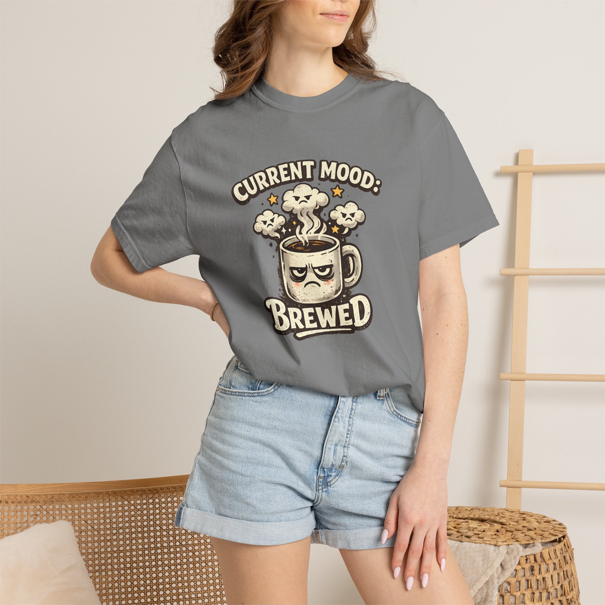 Coffee T-Shirt — "Current Mood: Brewed" Graphic Tee