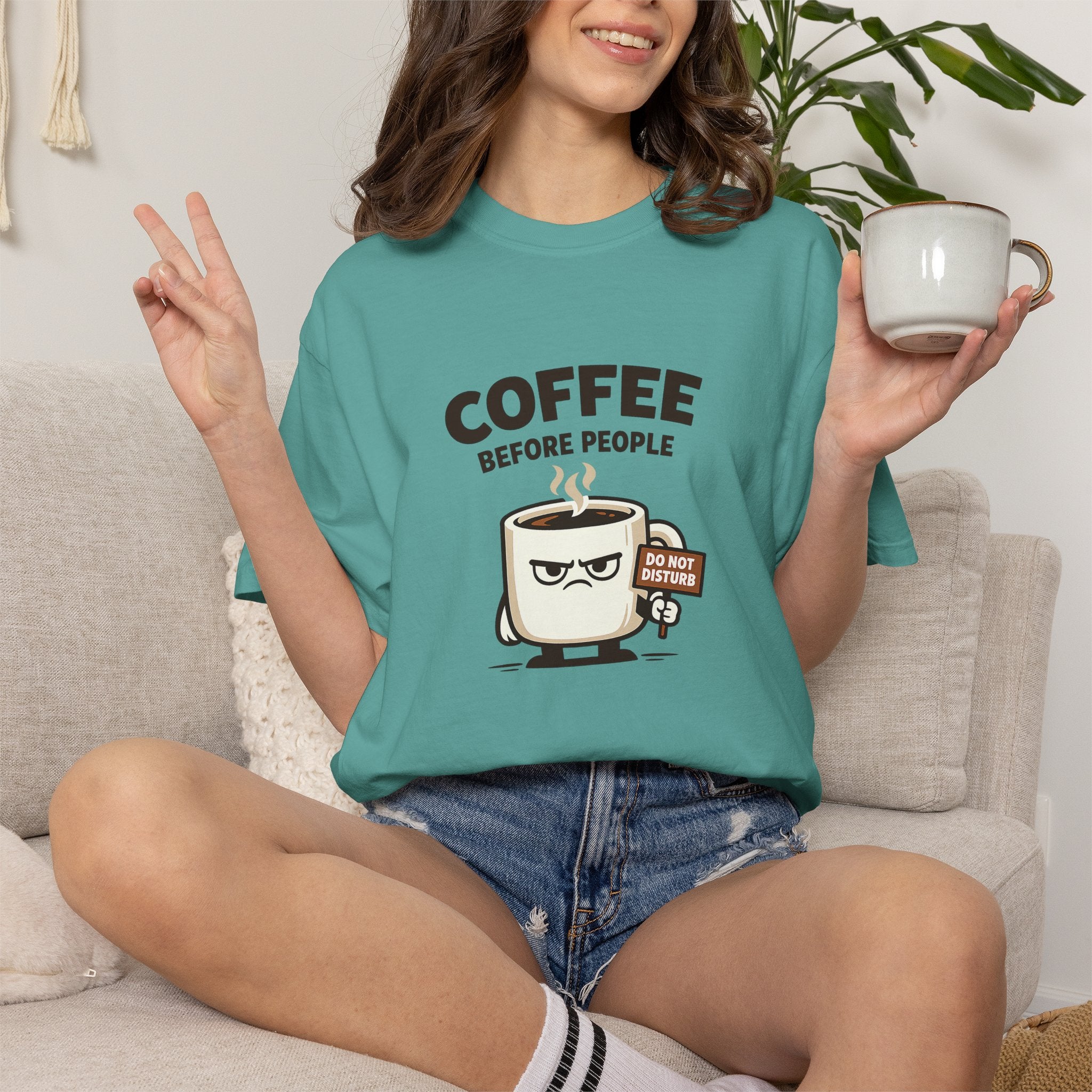 Coffee Before People T‑Shirt — Funny Morning Coffee Graphic Tee