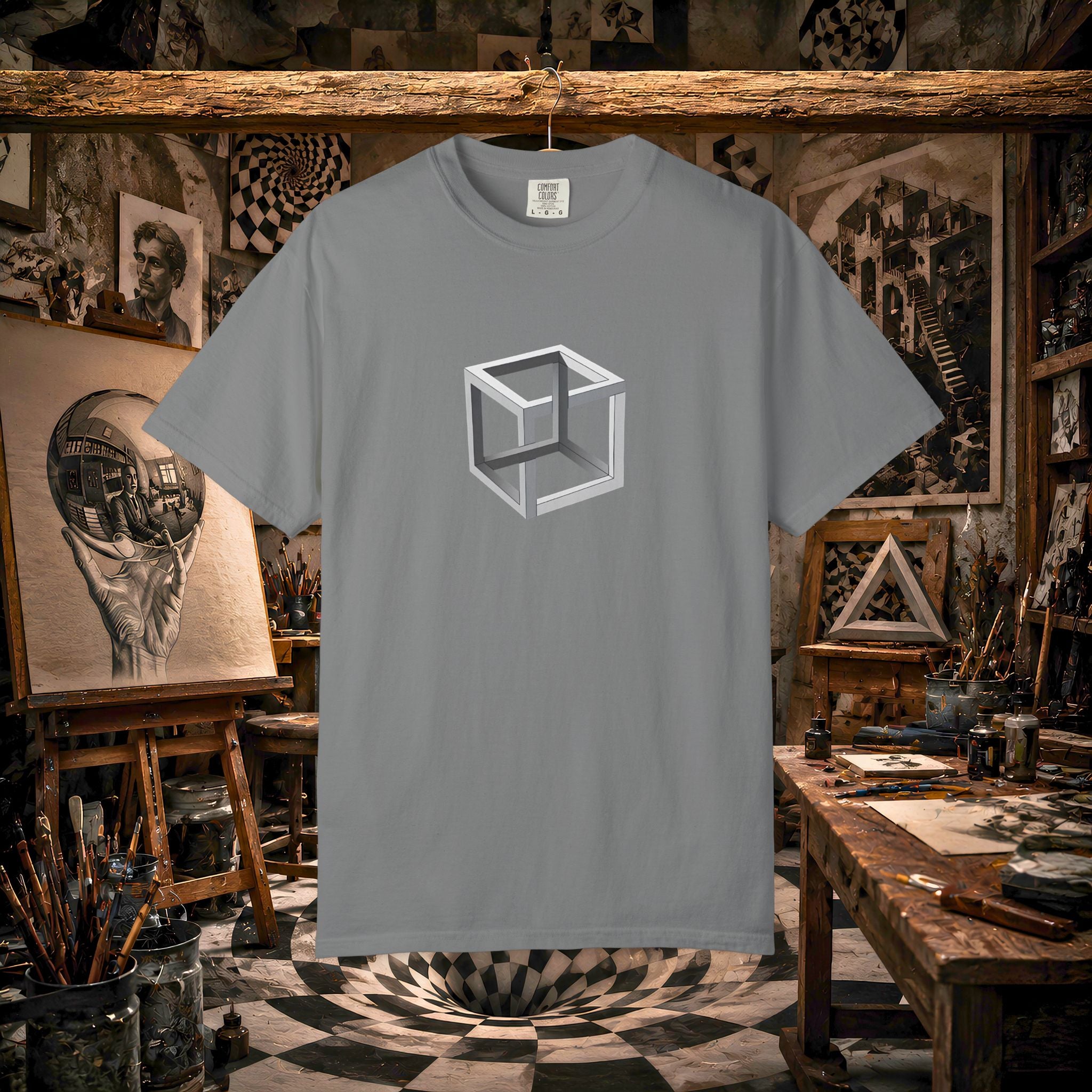 Optical Illusion Cube Depth T-Shirt