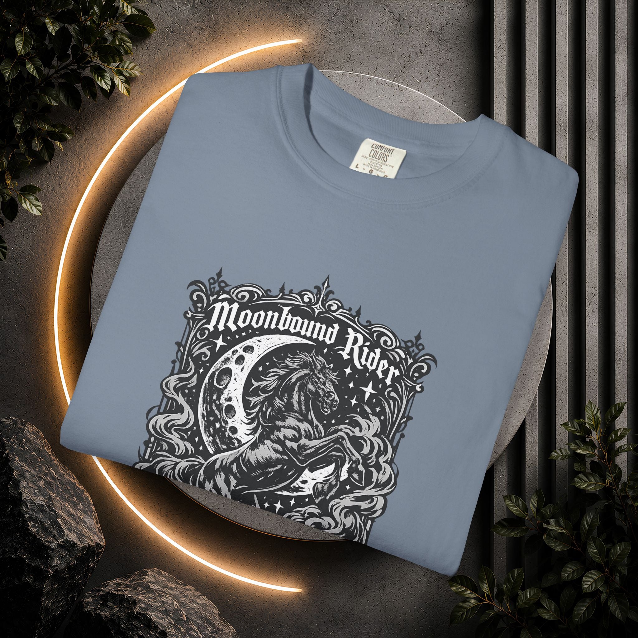 Moonbound Rider T‑Shirt — Gothic Horse Moon Design