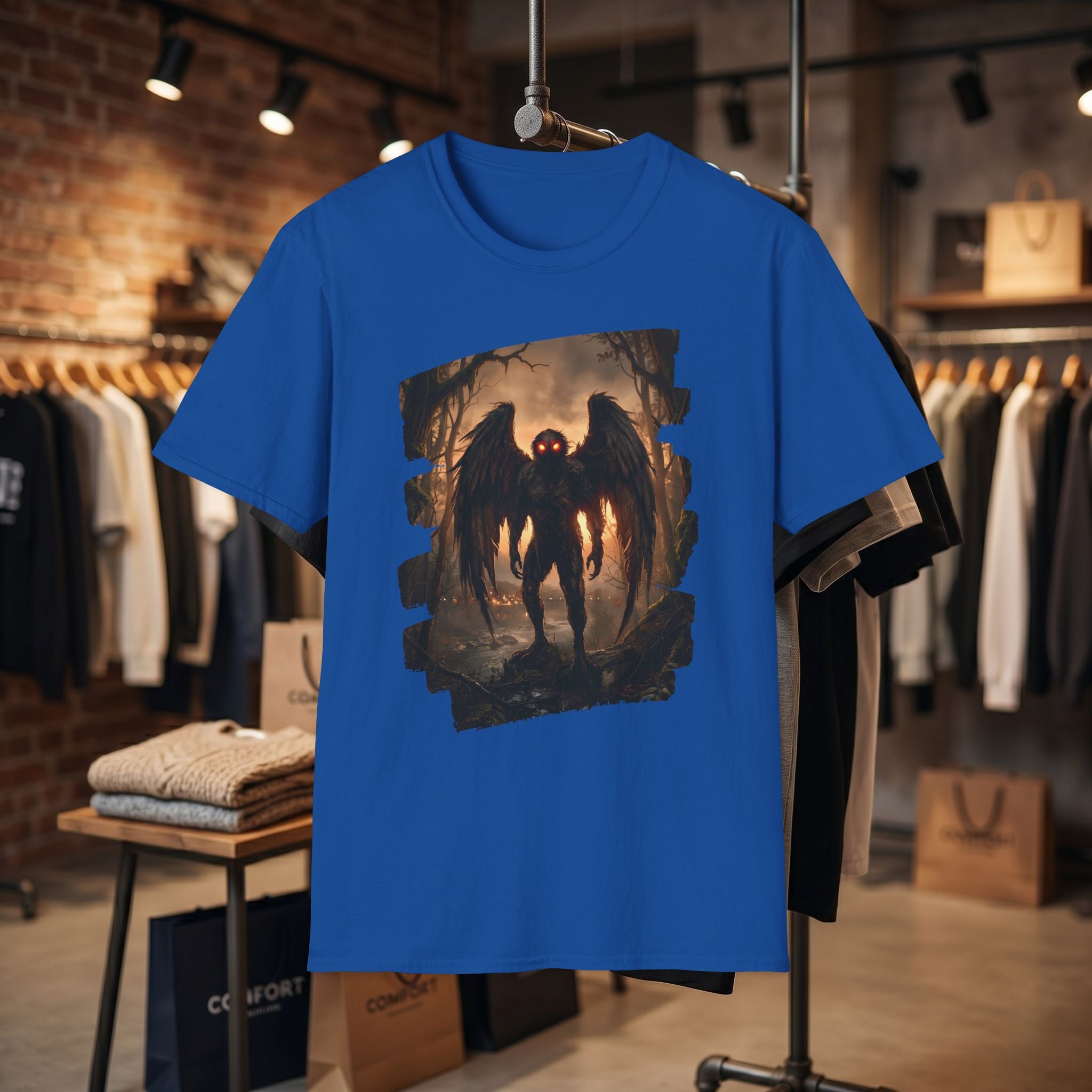 Mothman Cryptid Illustration T-Shirt | Dark Horror Graphic