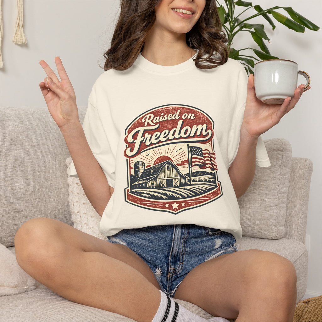 Raised on Freedom T-Shirt — Vintage American Flag Graphic Tee