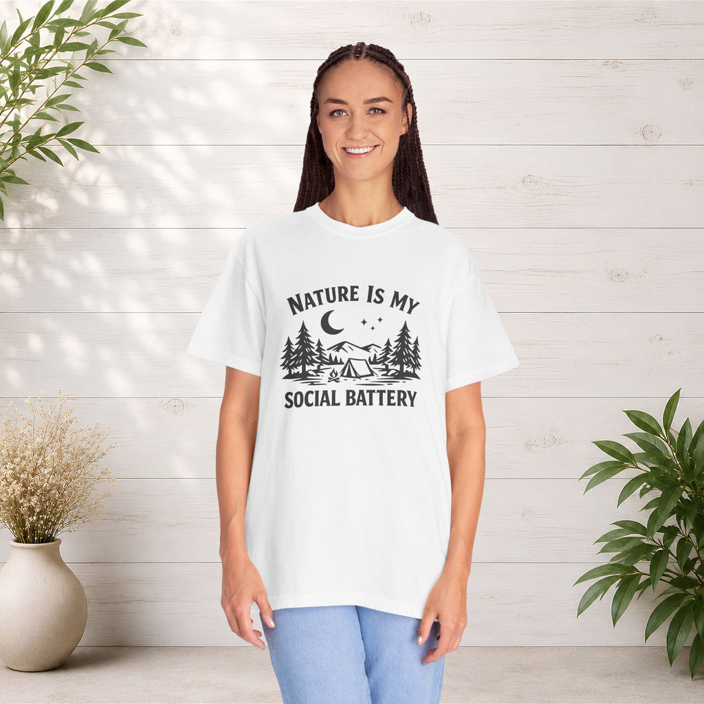 Nature Is My Social Battery T-Shirt — Outdoor Enthusiast Graphic Tee