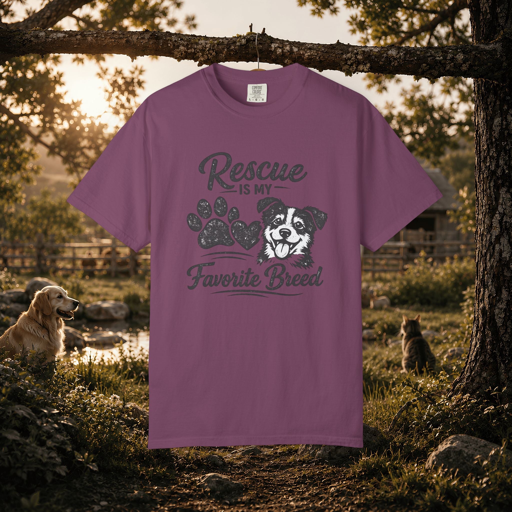 Rescue Is My Favorite Breed T-Shirt — Dog Rescue Paw Print Tee