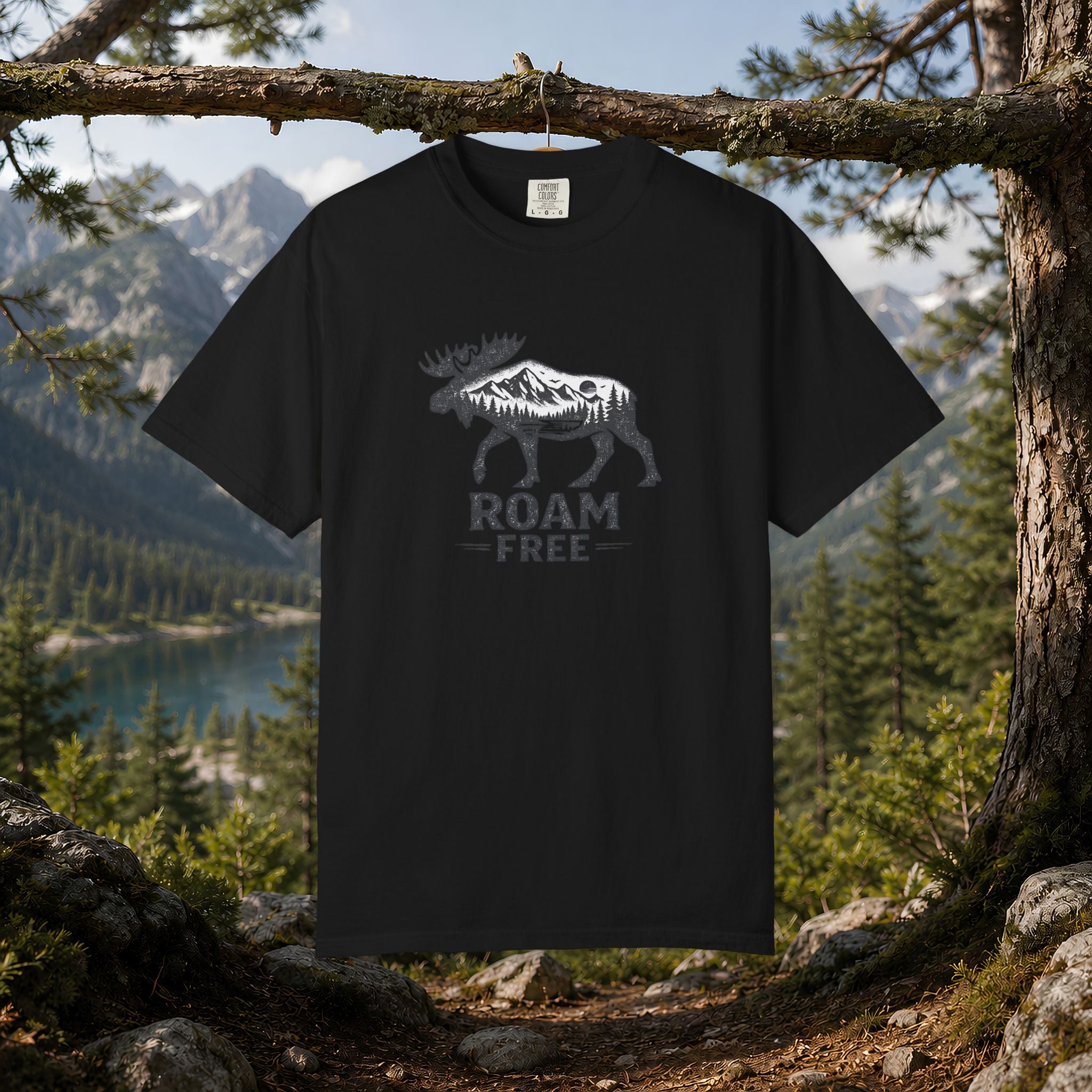 Roam Free Moose T-Shirt — Outdoorsy Nature Graphic Tee