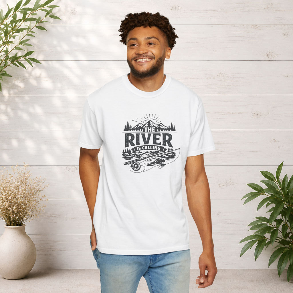 The River Is Calling T-Shirt — Rustic Fishing & Kayak Outdoor Tee