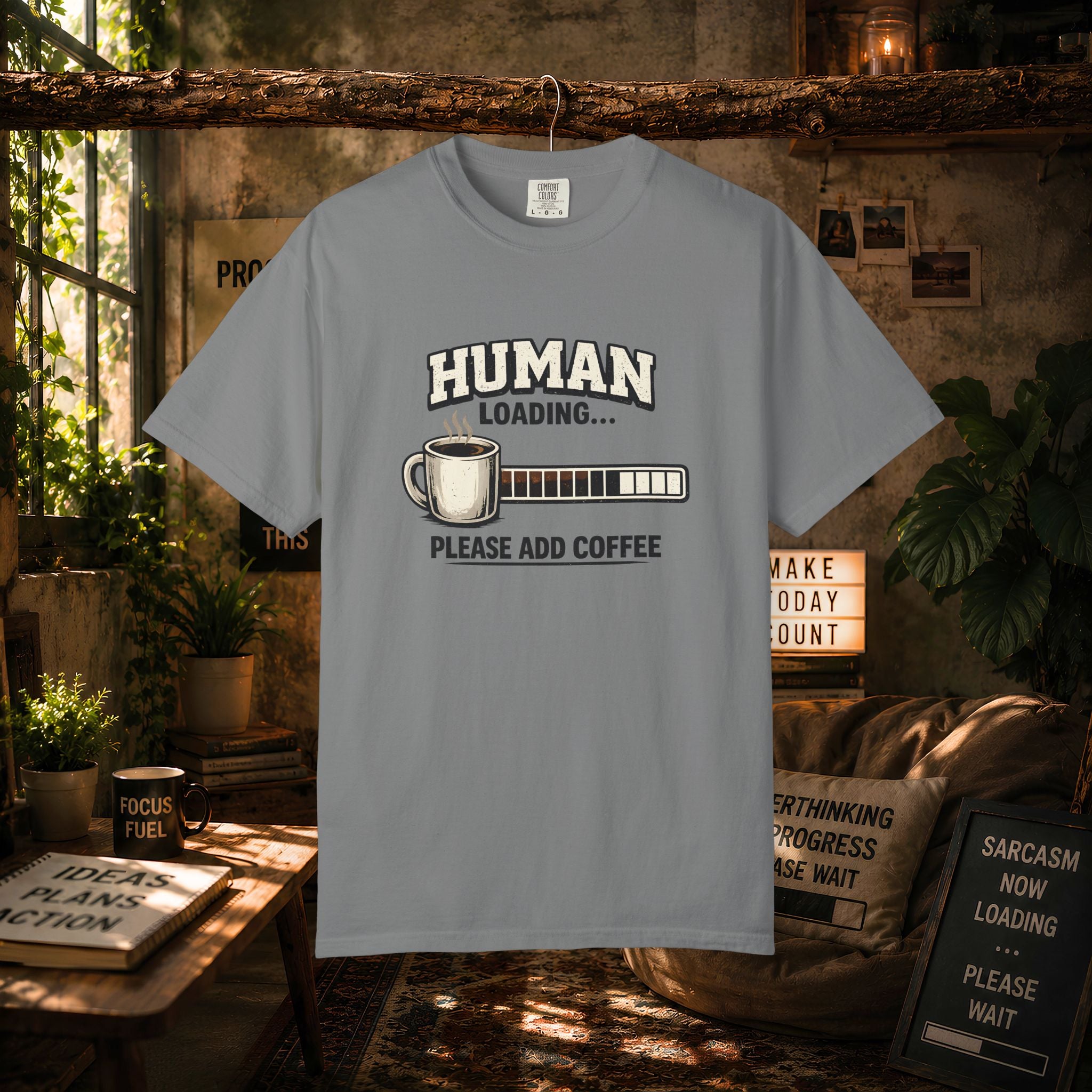 "Human Loading... Please Add Coffee" Funny Coffee Lover T-Shirt