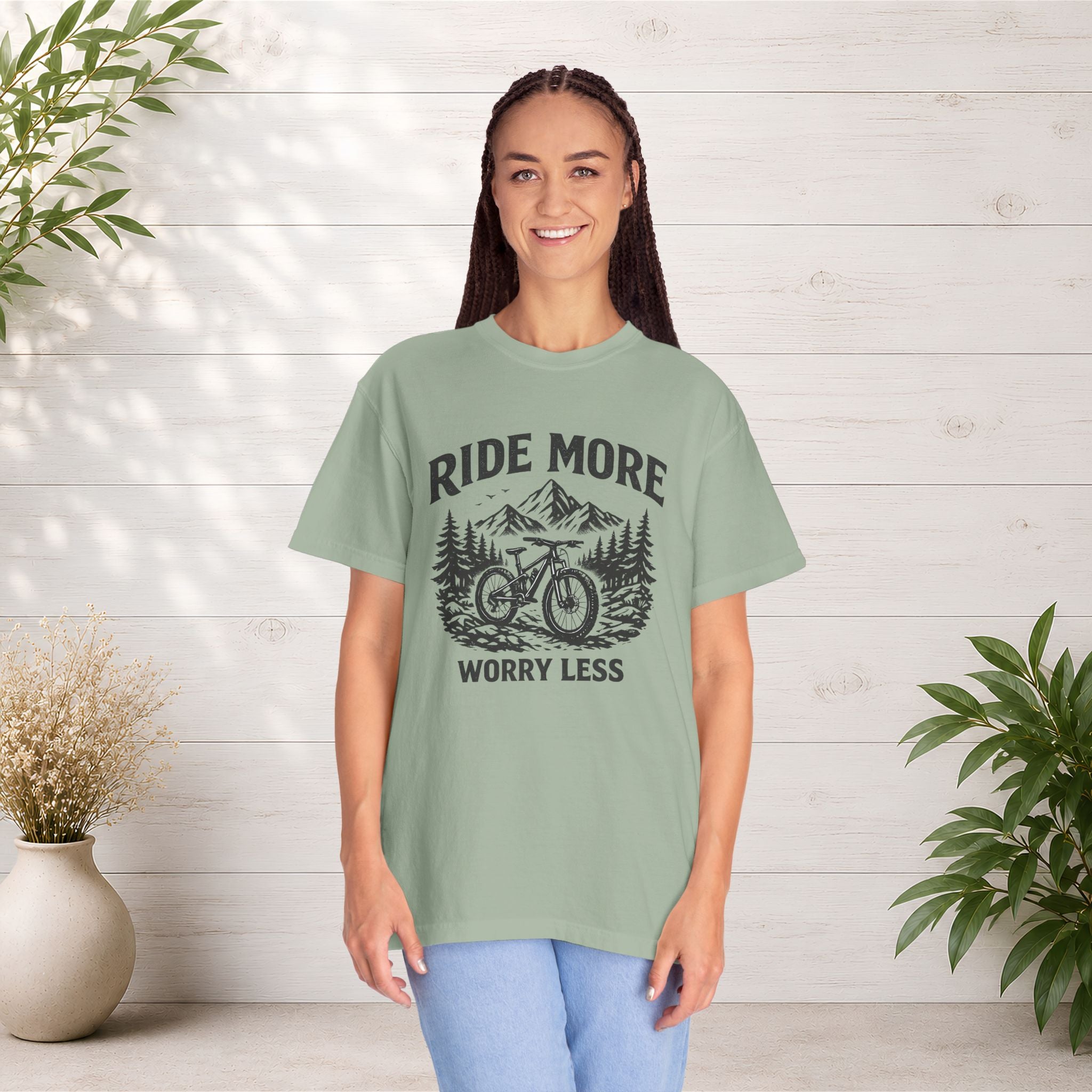 Ride More Worry Less T-Shirt — Mountain Bike Adventure Tee