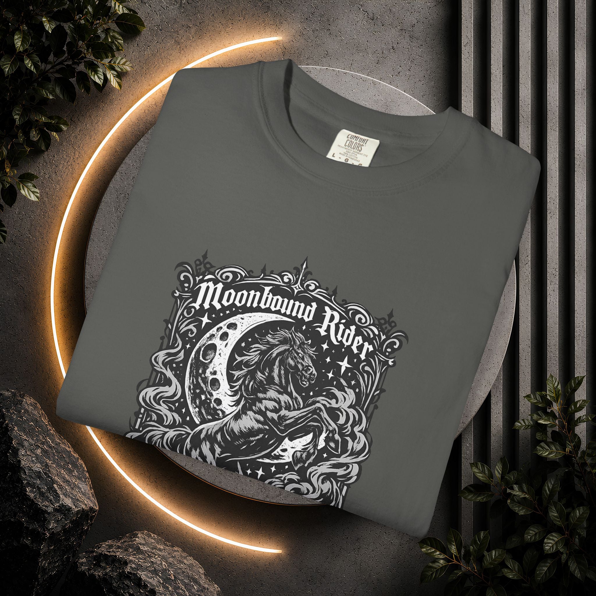 Moonbound Rider T‑Shirt — Gothic Horse Moon Design