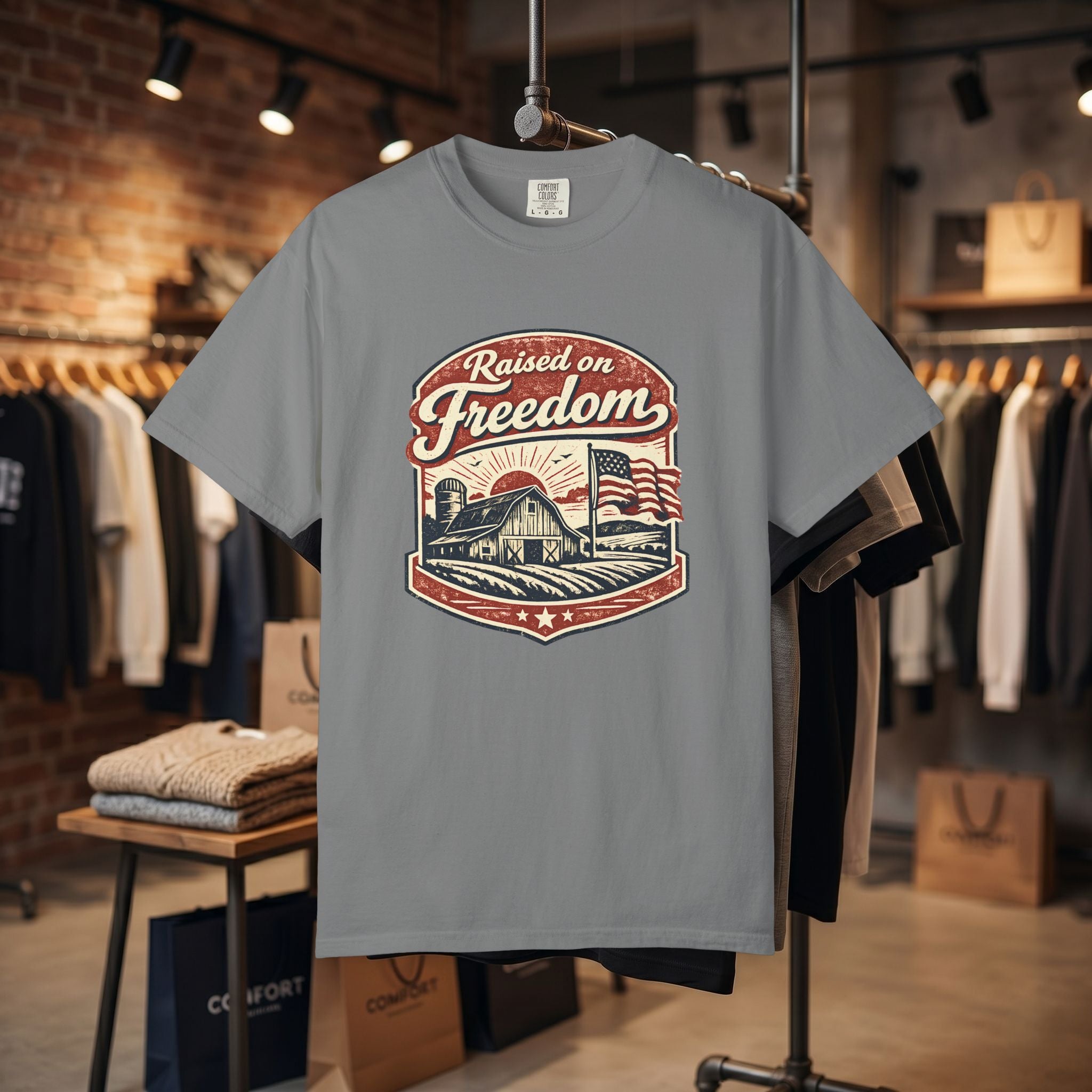 Raised on Freedom T-Shirt — Vintage American Flag Graphic Tee