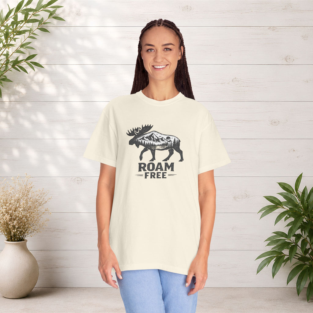 Roam Free Moose T-Shirt — Outdoorsy Nature Graphic Tee