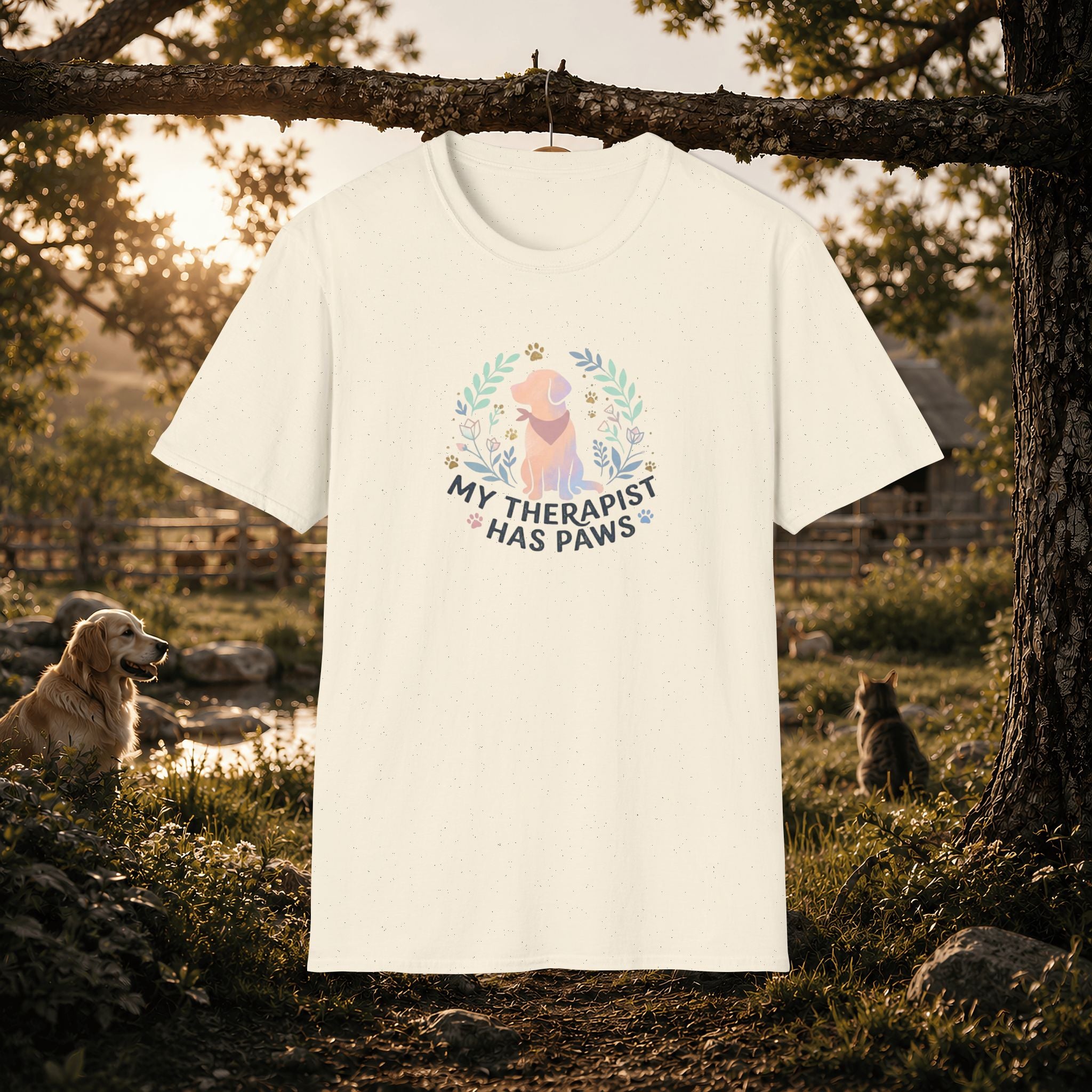 Golden Retriever "My Therapist Has Paws" T-Shirt | Dog Lover Tee