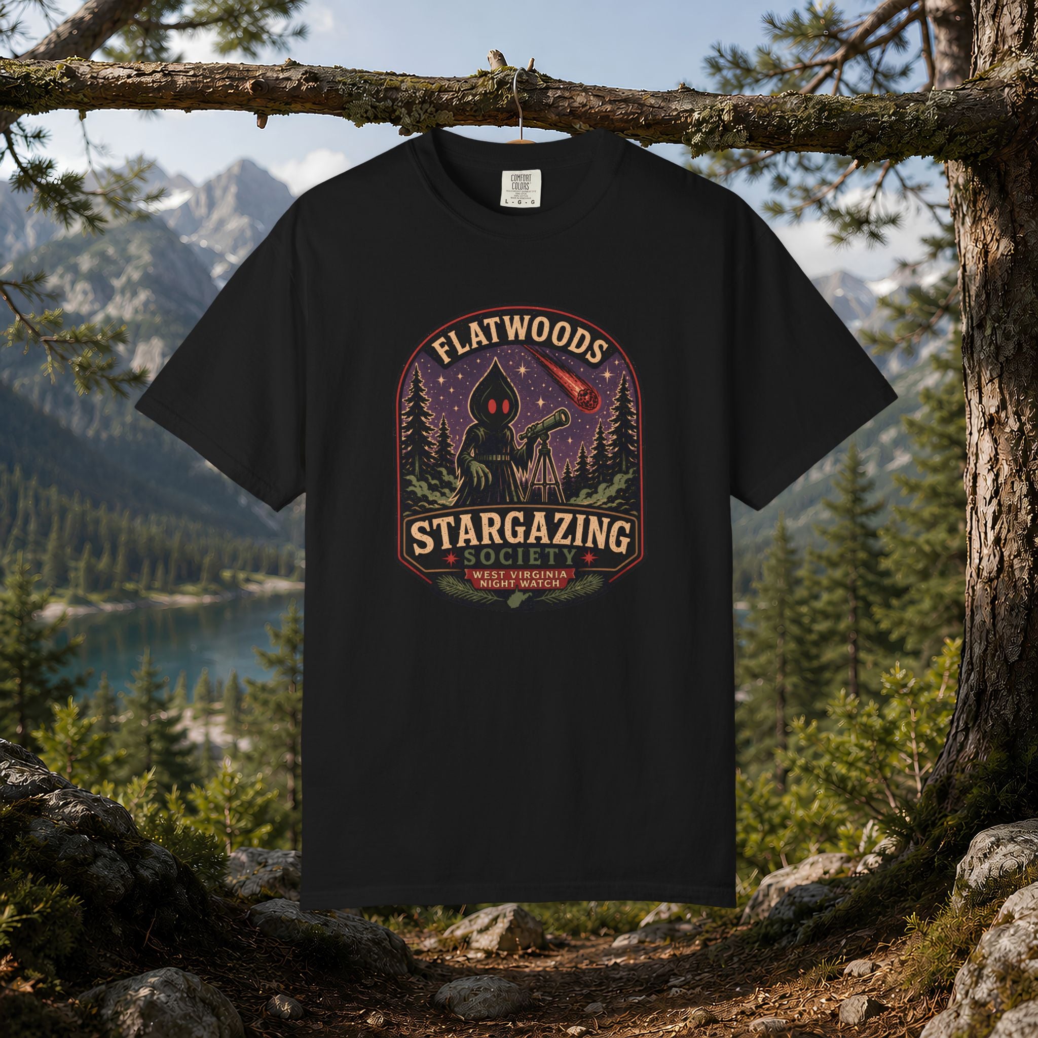 Flatwoods Stargazing Society T‑Shirt — Night Sky Adventure Tee