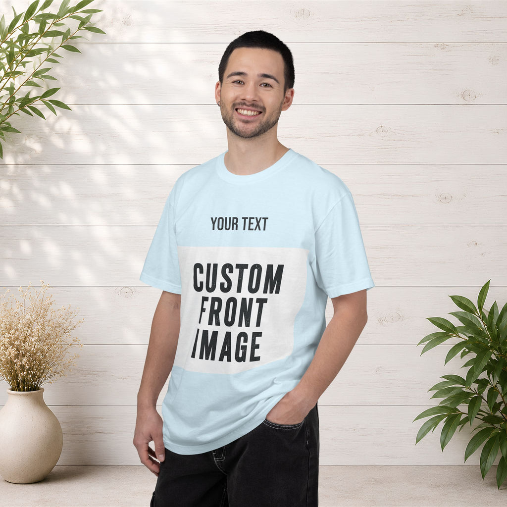 Custom Front Landscape Print T-Shirt — Personalized Text & Image Tee