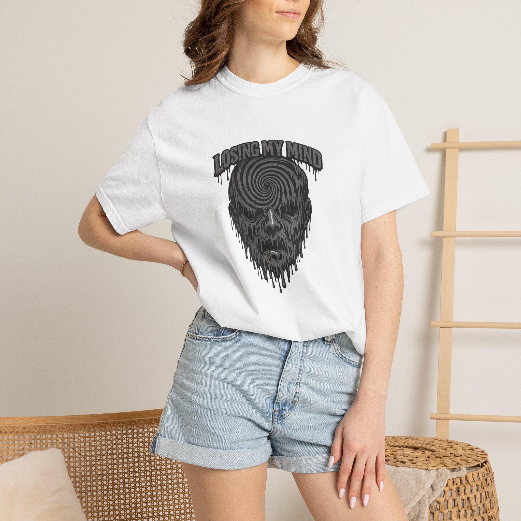 Losing My Mind Skull Tee — Psychedelic Spiral Graphic T-Shirt