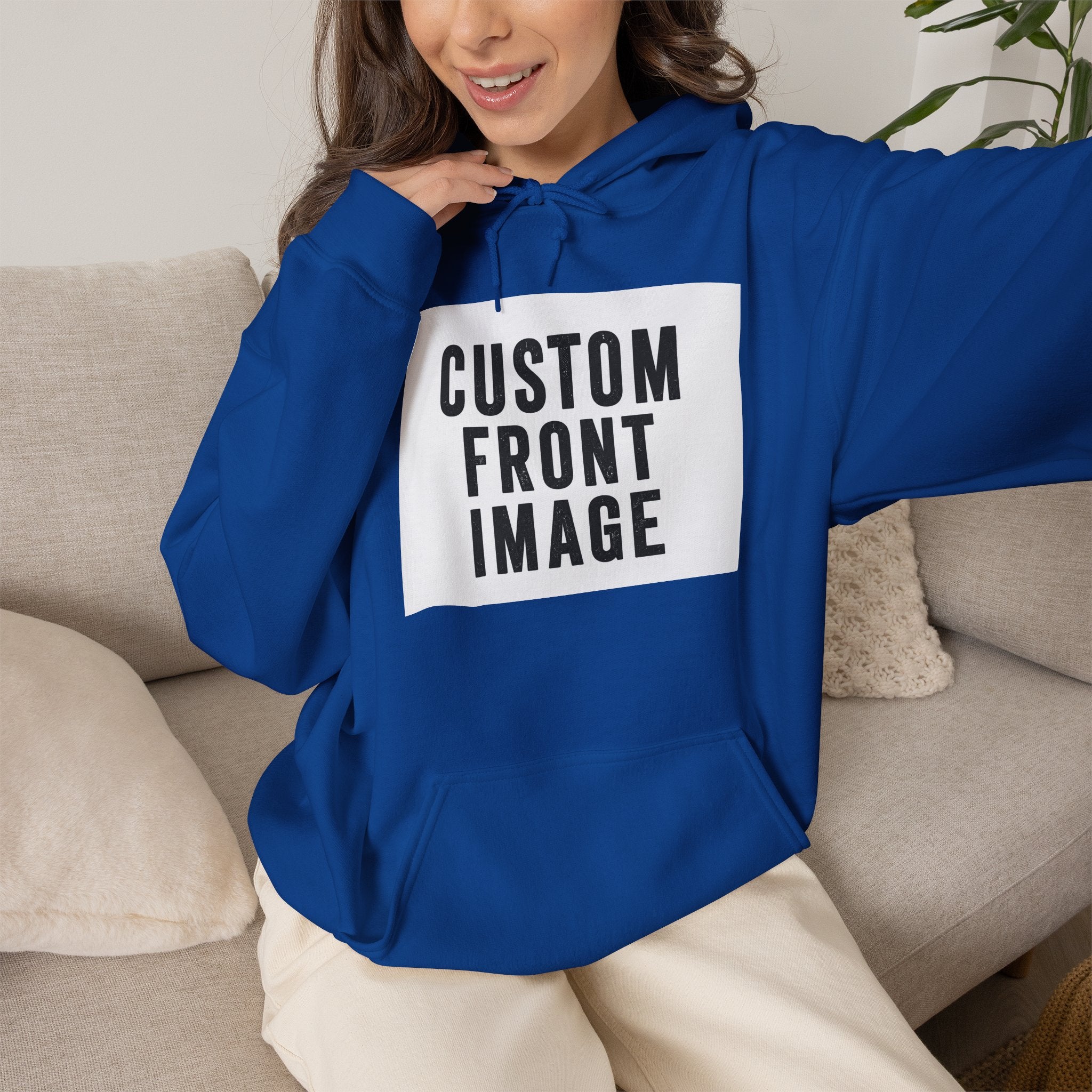 Custom Front Image Hoodie — Personalized White Pullover Hooded Sweatshirt