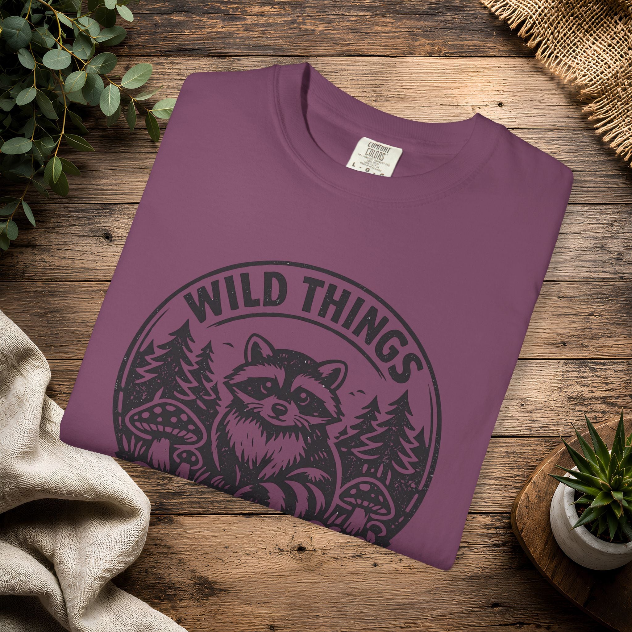 “Wild Things Welcome” Raccoon Forest Graphic T-Shirt