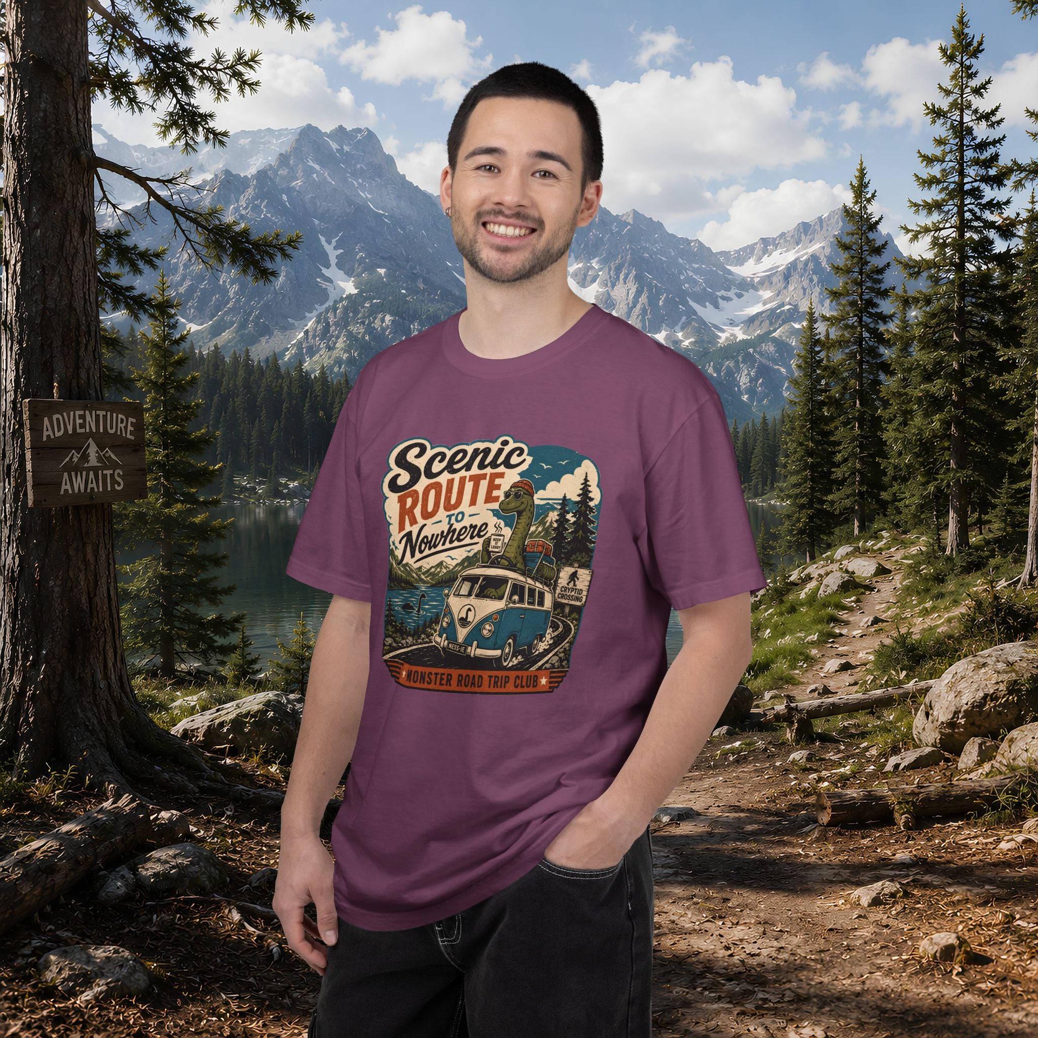 Scenic Route Vintage Camper Nessy T-Shirt — Road Trip Adventure Tee