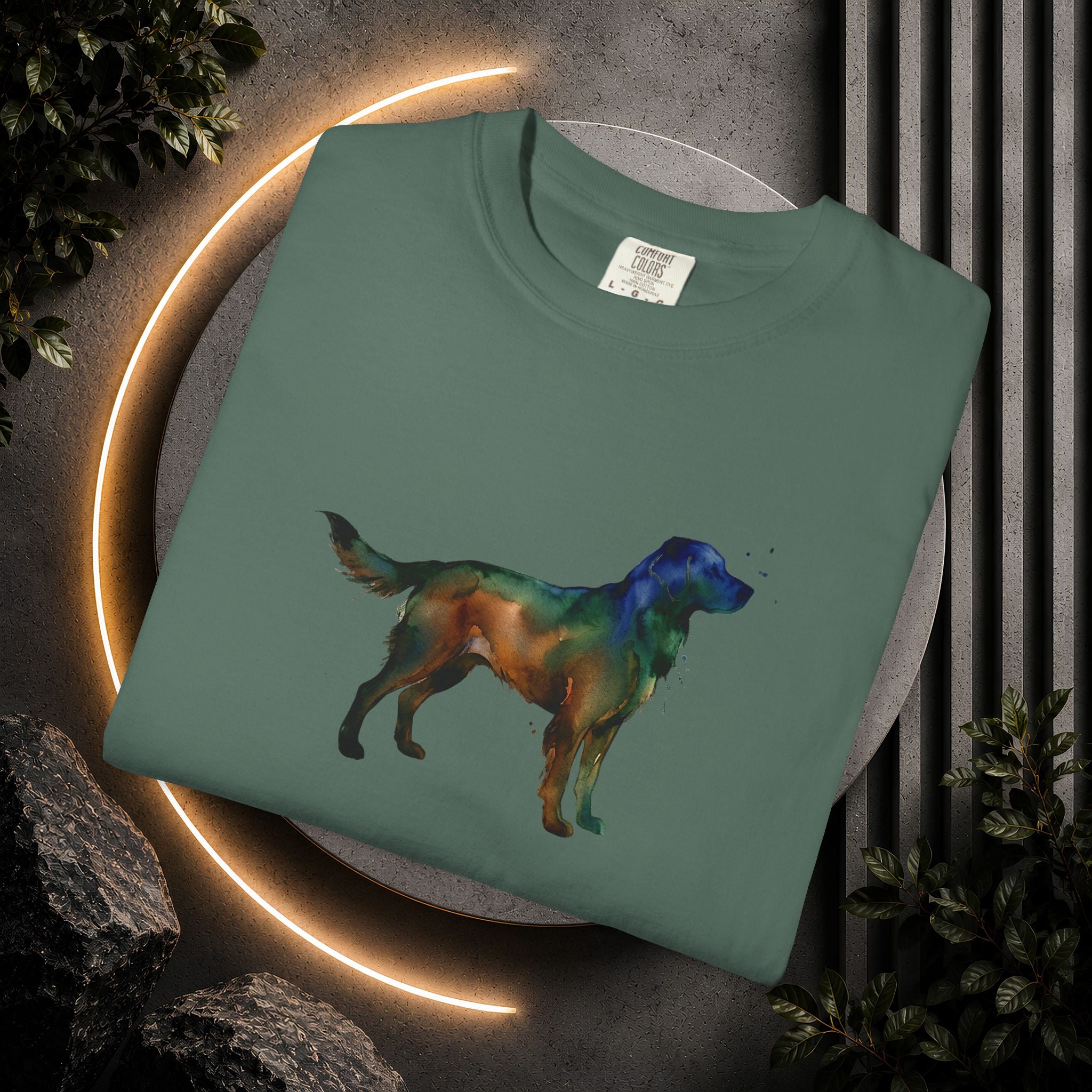 Golden Retriever Silhouette T-Shirt — Colorful Dog Graphic Tee for Pet Lovers