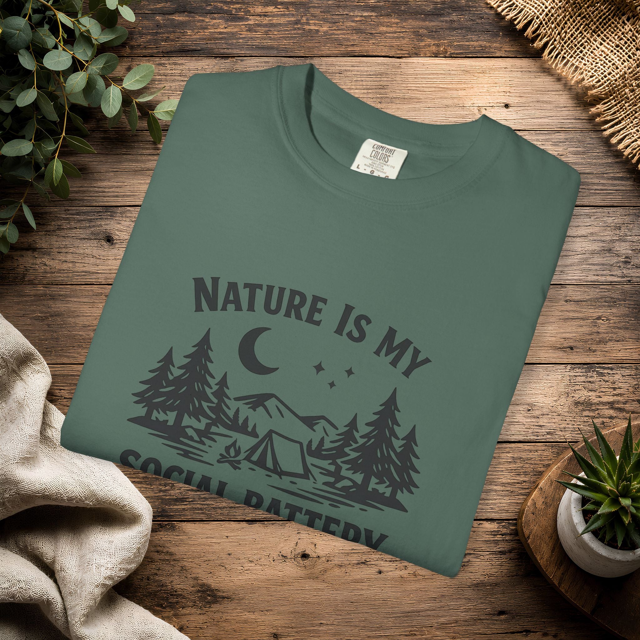 Nature Is My Social Battery T-Shirt — Outdoor Enthusiast Graphic Tee