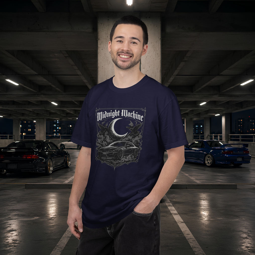 Midnight Machine Graphic T-Shirt — Retro Car Moon Tee for Night Drivers