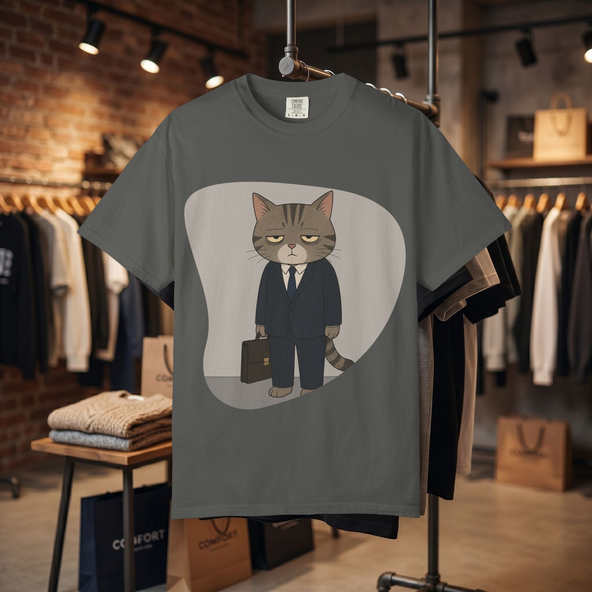 Grumpy Cat in Suit T-shirt | Cat Businessman Illustration