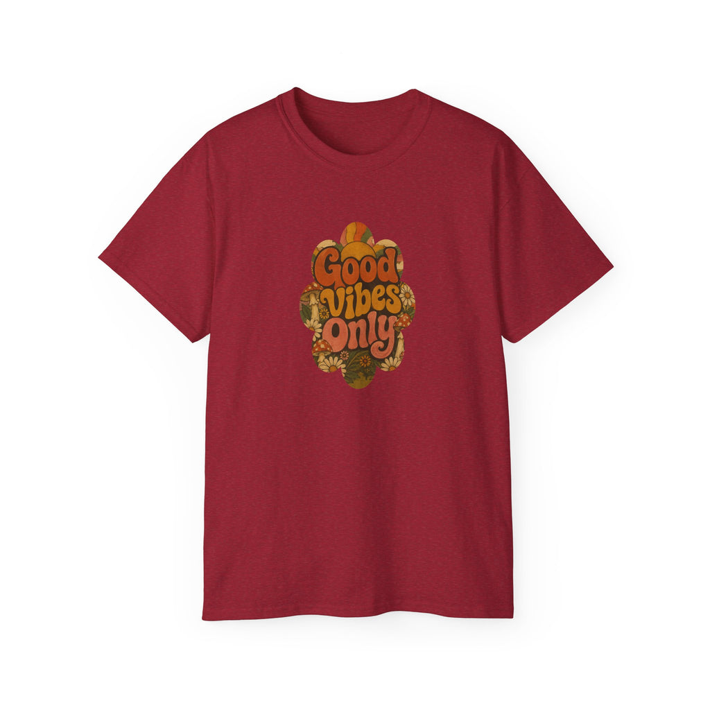 Good Vibes Only T-Shirt | Retro Floral Typography, Orange Fall Tee