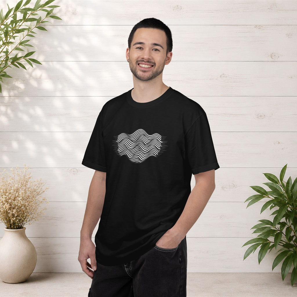 Minimal Wave Graphic T-Shirt — Abstract Line Art Tee