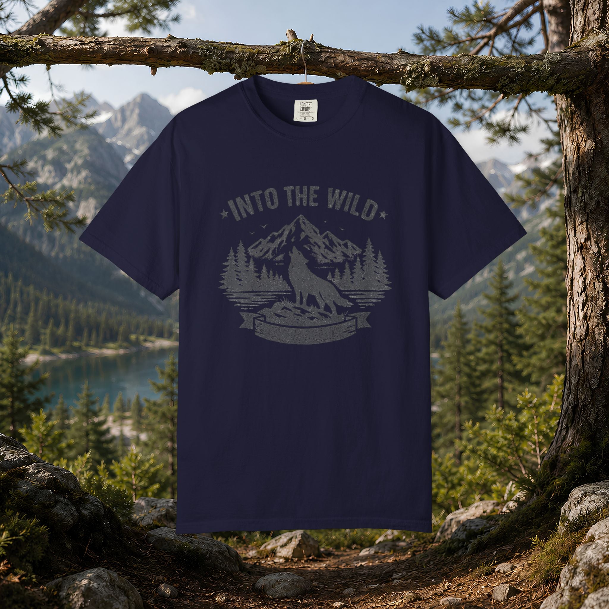 Into the Wild Wolf T-Shirt — Mountain Camping Adventure Tee