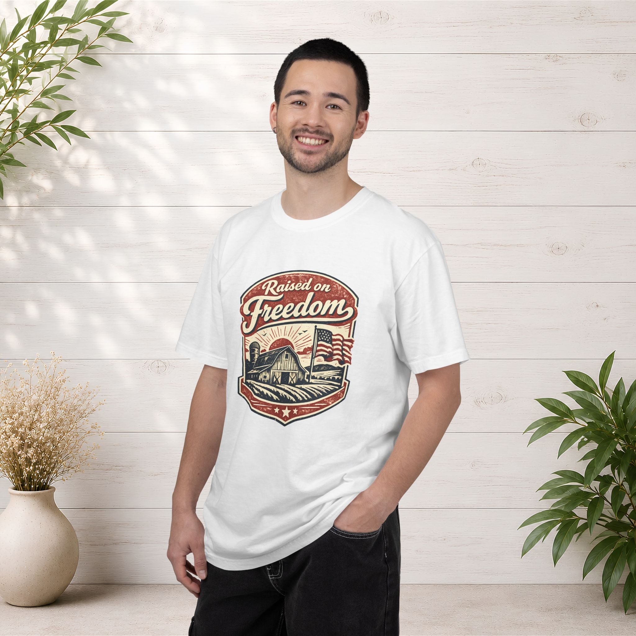 Raised on Freedom T-Shirt — Vintage American Flag Graphic Tee