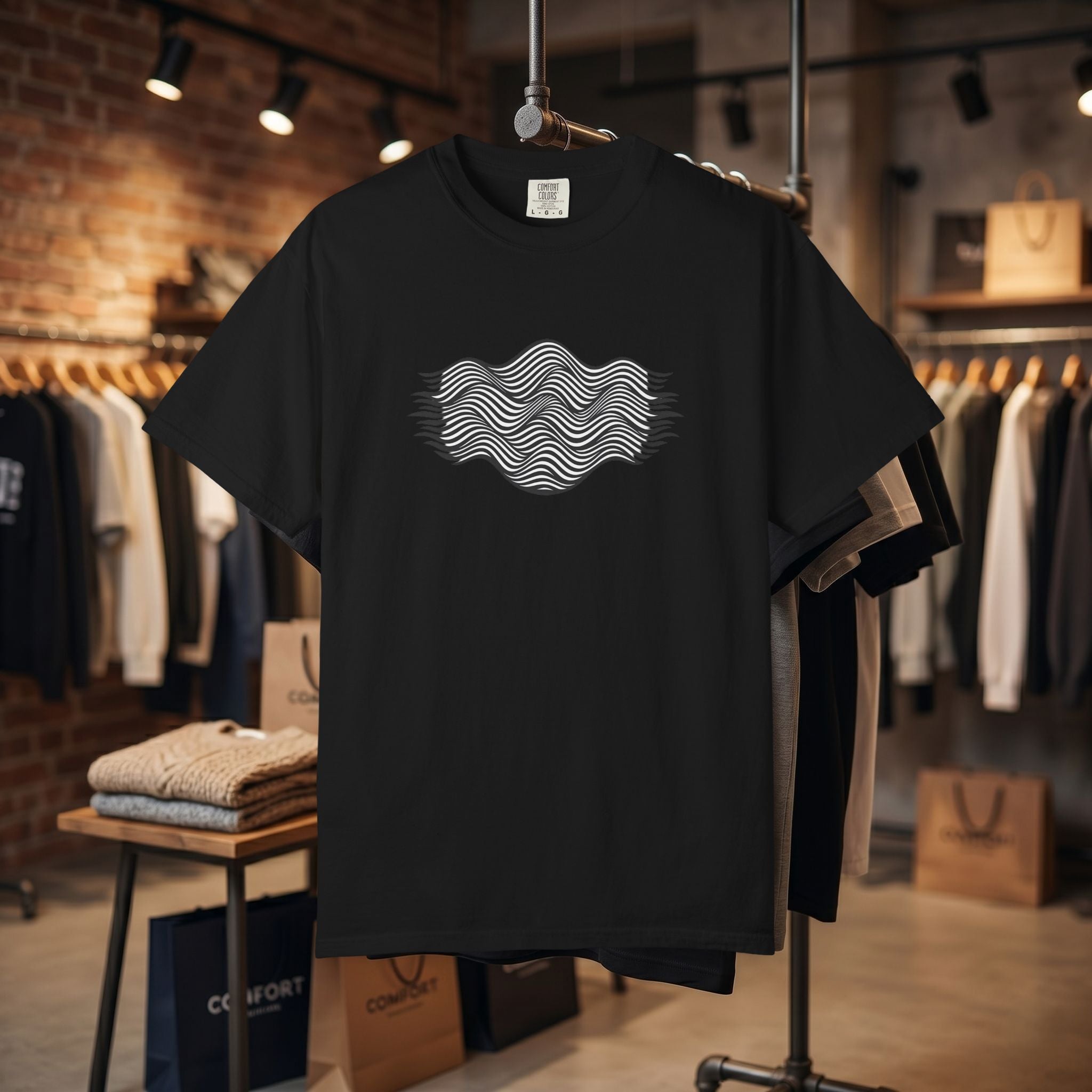 Minimal Wave Graphic T-Shirt — Abstract Line Art Tee
