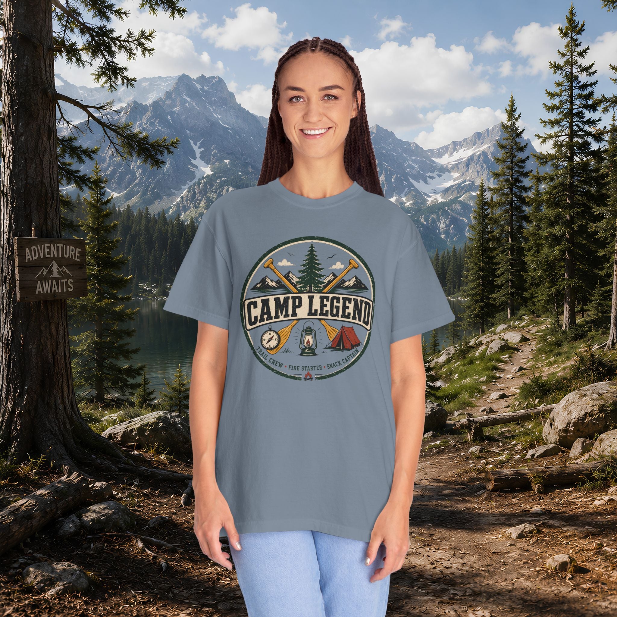 Camp Legend T-Shirt — Vintage Camping Badge Tee