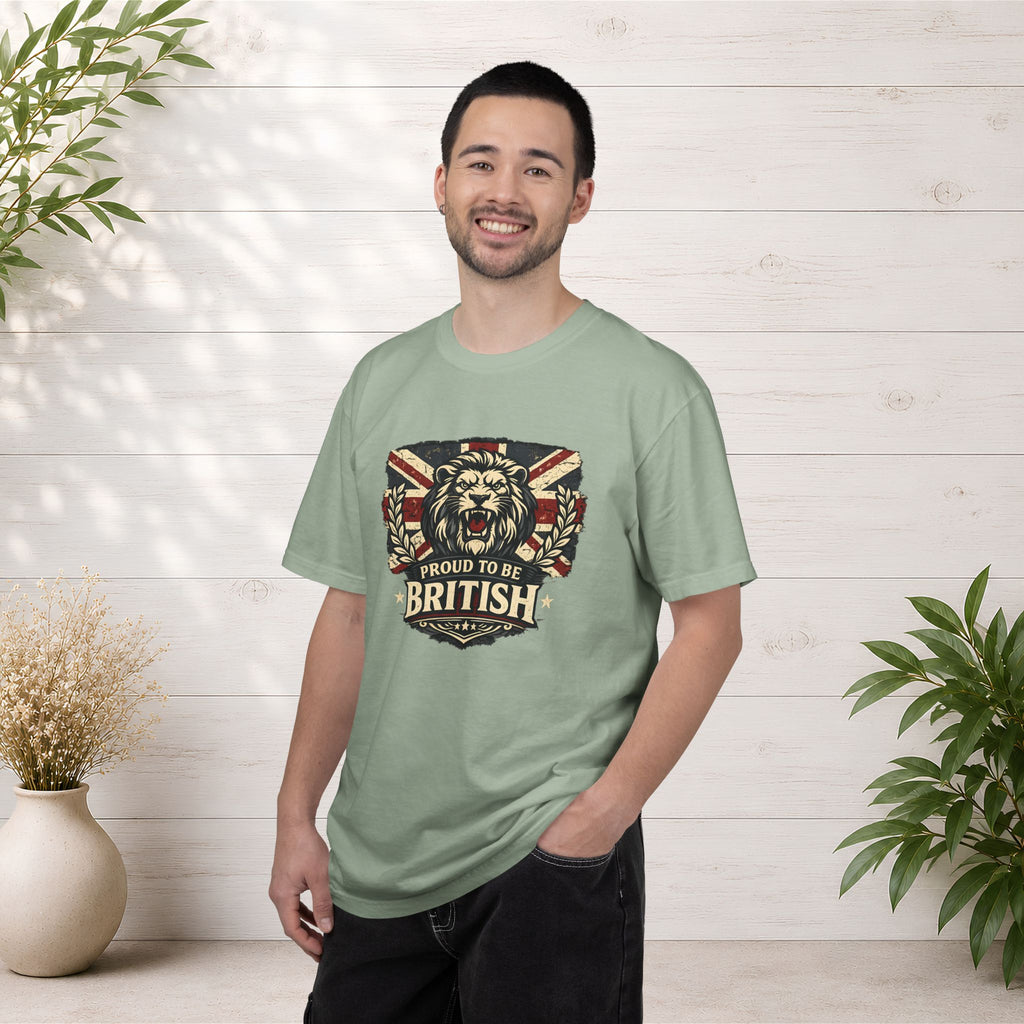 British Lion T-Shirt — "Proud to Be British" Union Jack Graphic Tee