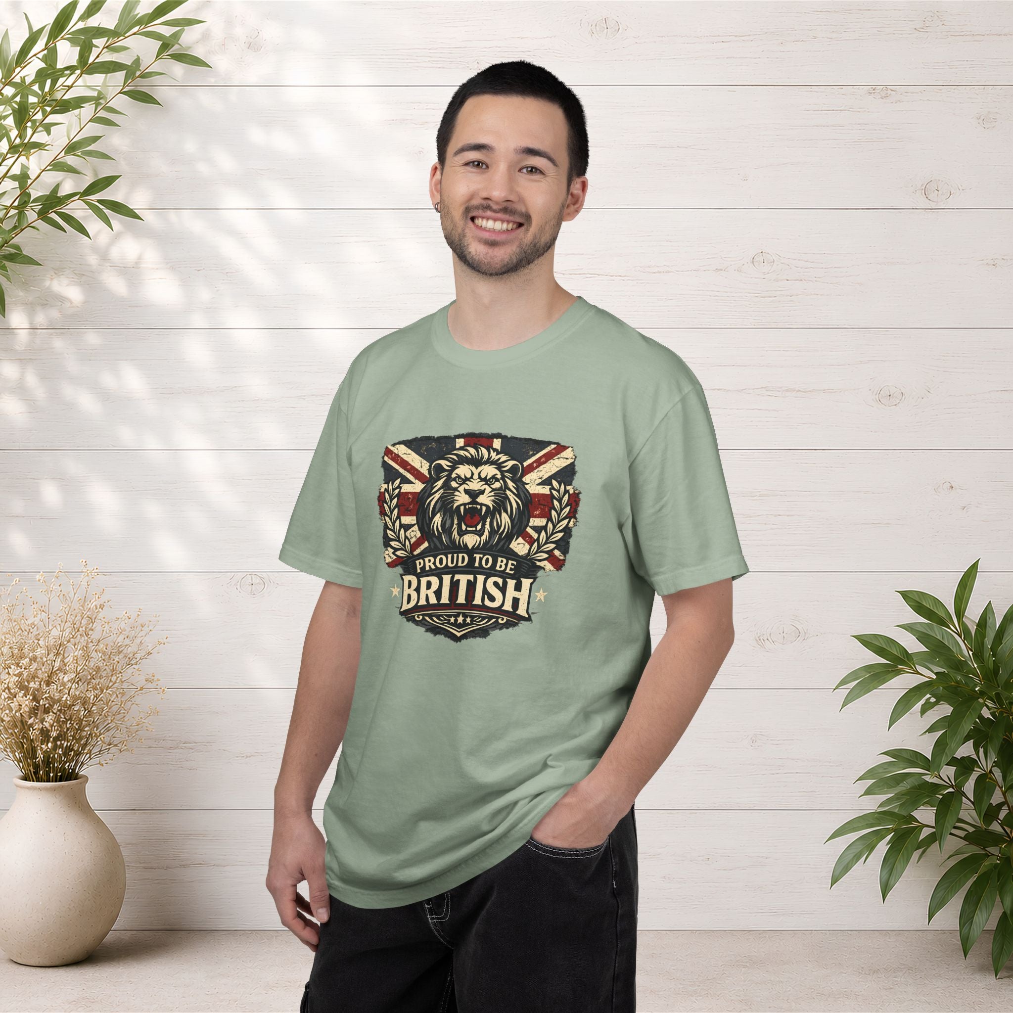 British Lion T-Shirt — "Proud to Be British" Union Jack Graphic Tee