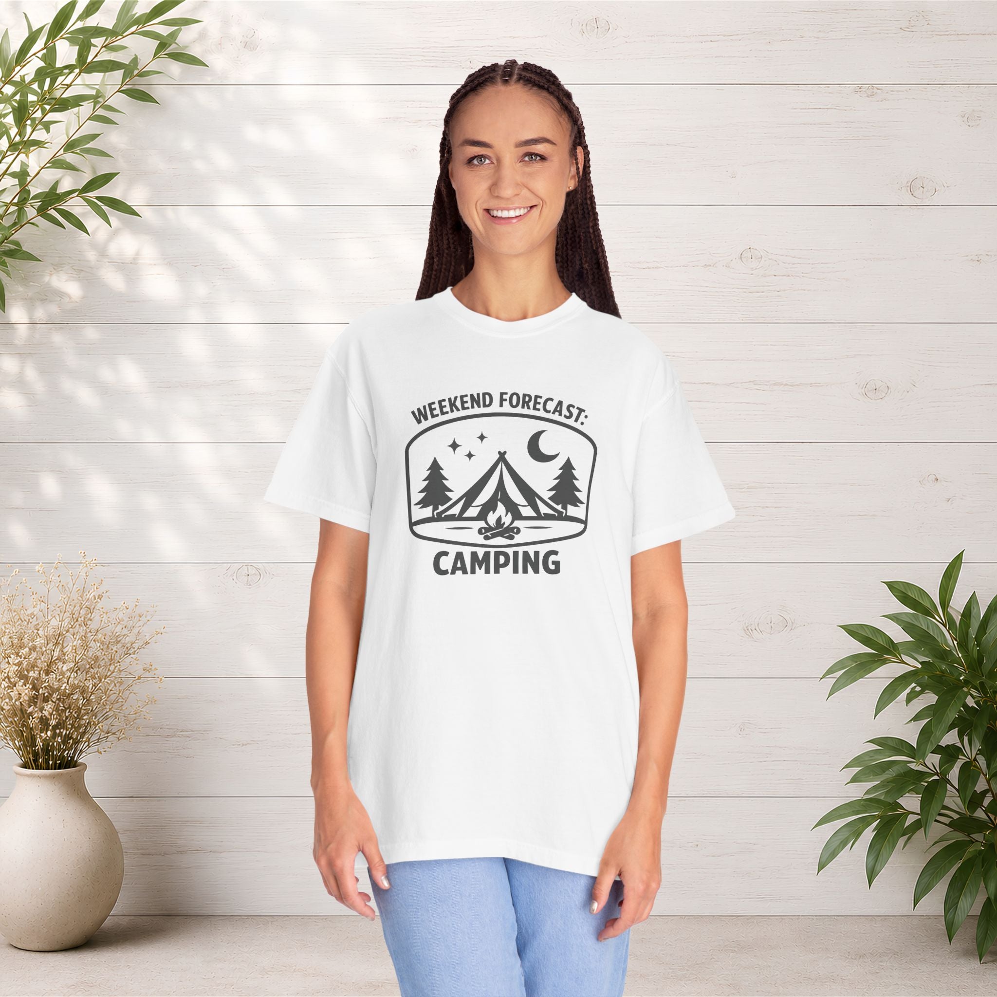 Camping T-Shirt — "Weekend Forecast: Camping" Outdoor Adventure Tee