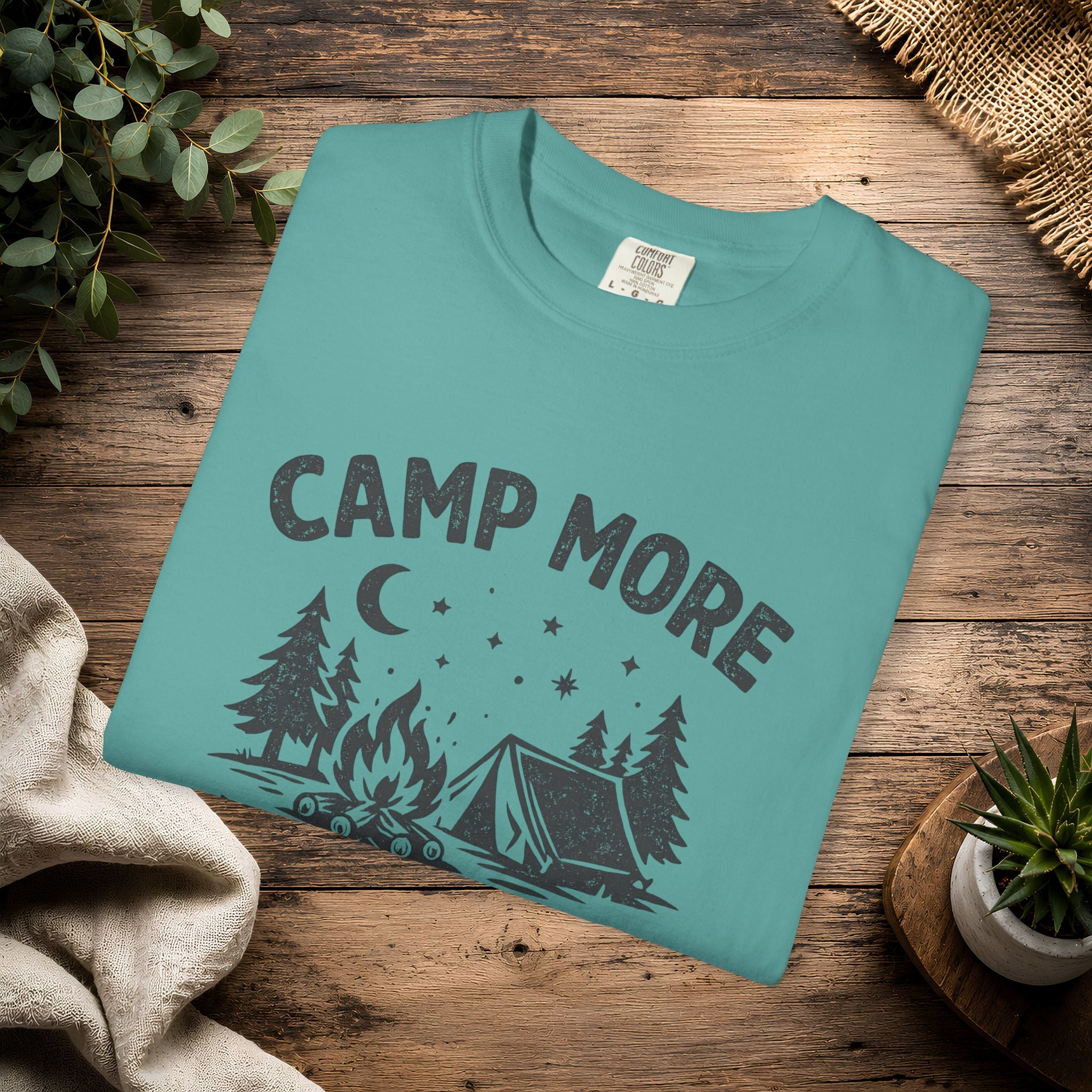 Camp More Worry Less T-Shirt - Camping Enthusiast Tee