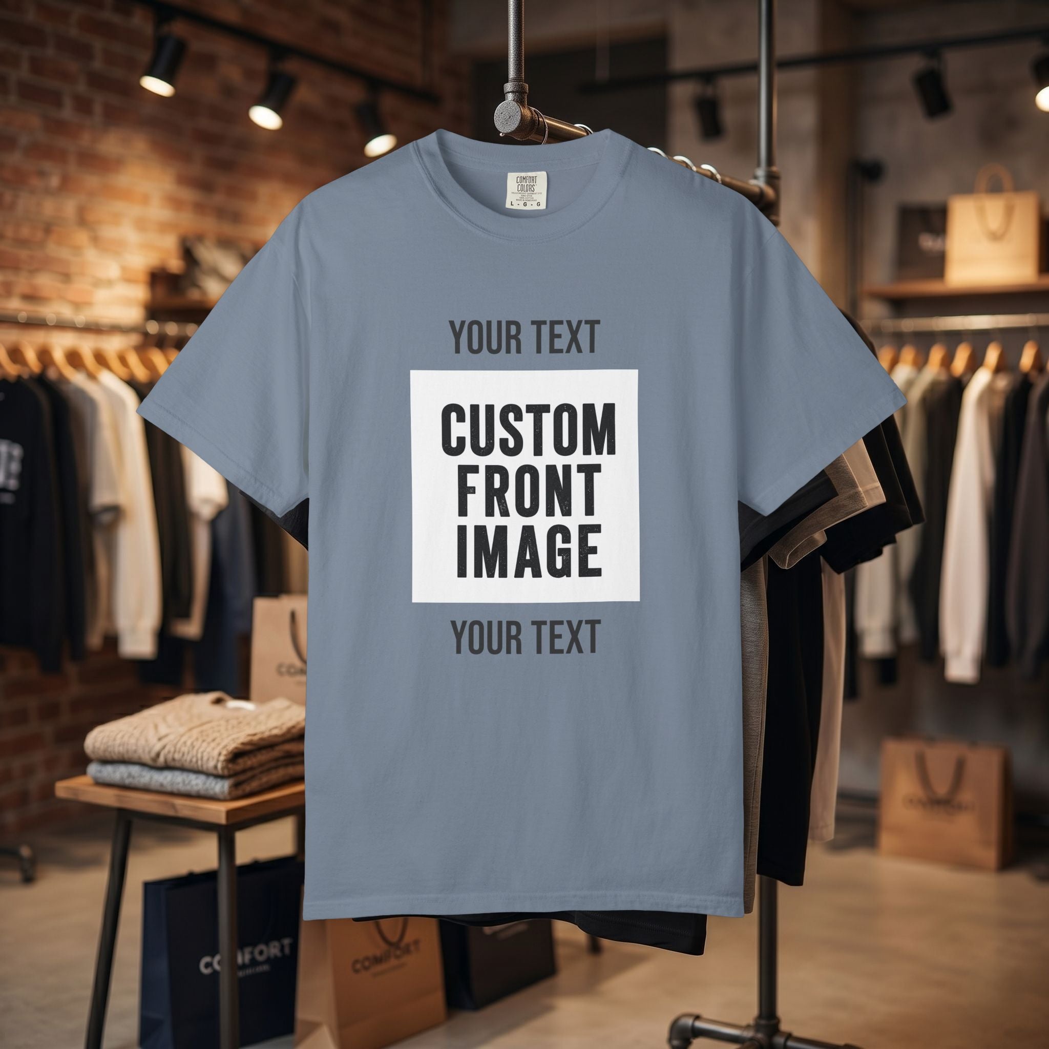Custom Front Square Print T-Shirt — Personalized Text & Image Tee